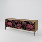 FLORAL WHISPER 3-Door TV Stand in Oak Effect