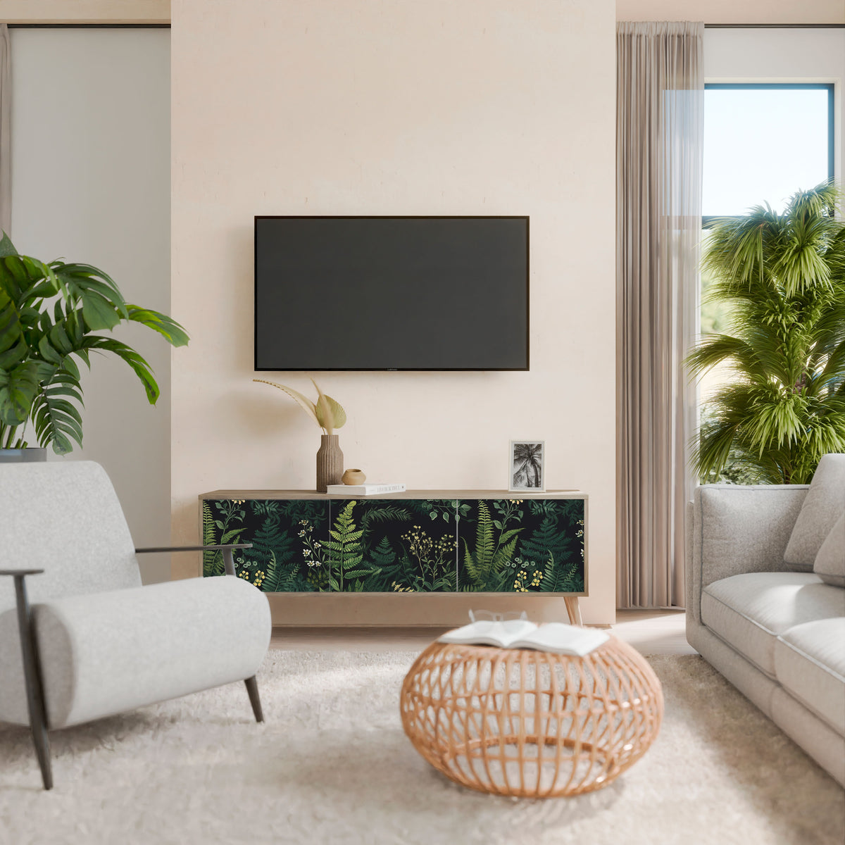 FERN FLOWERS Mueble de TV de 3 Puertas