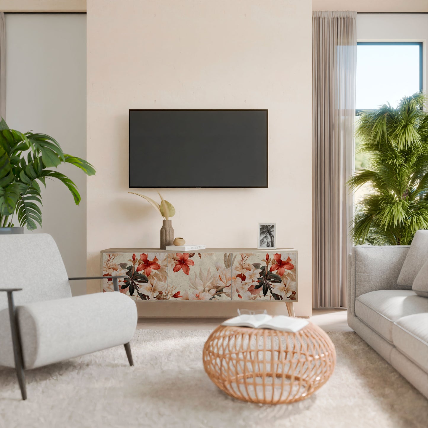 PETAL HARMONY Mueble de TV de 3 Puertas