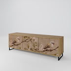 PETAL DISTINGUISH 3-Door TV Stand in Oak Effect