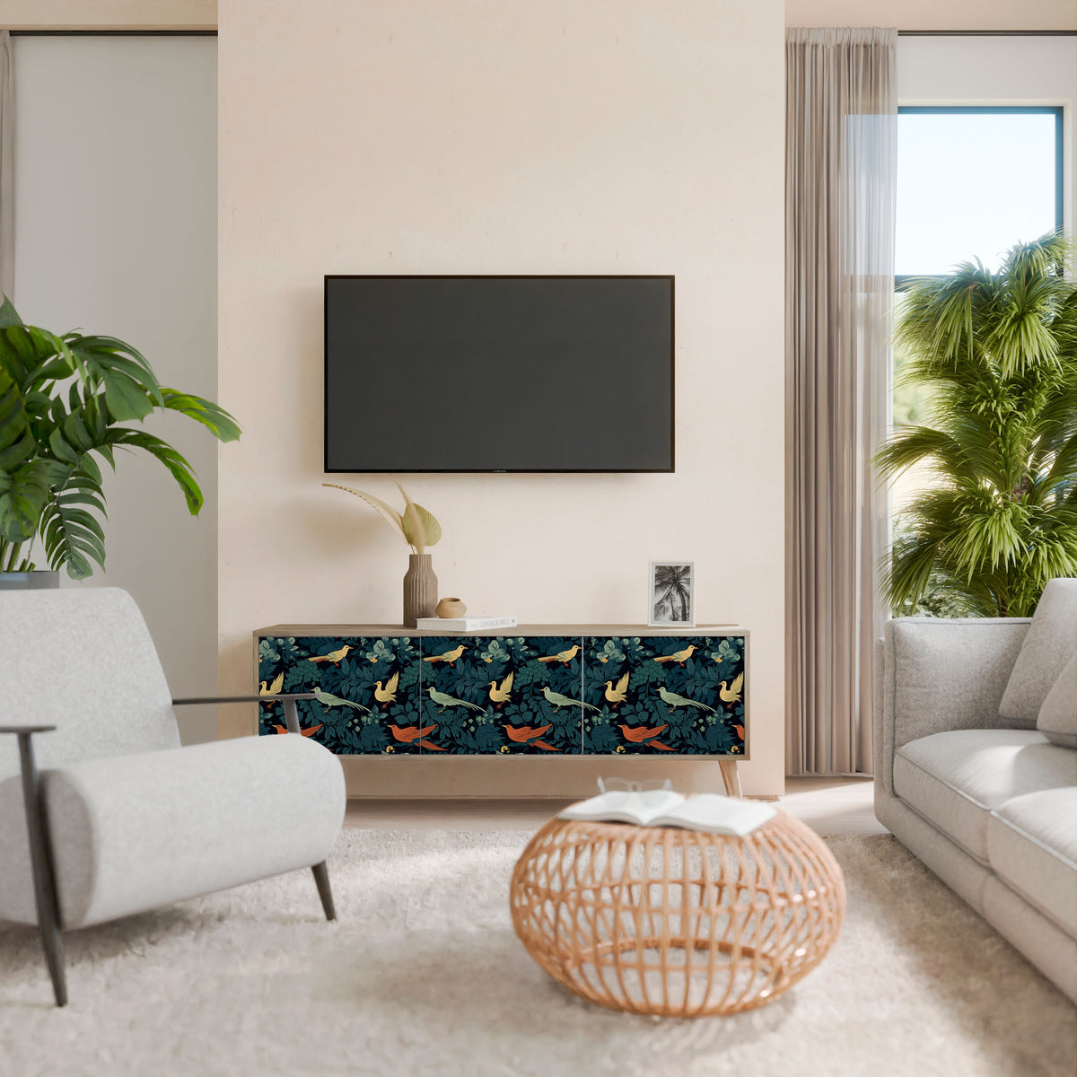 FOWL ORNAMENT Mueble de TV de 3 Puertas