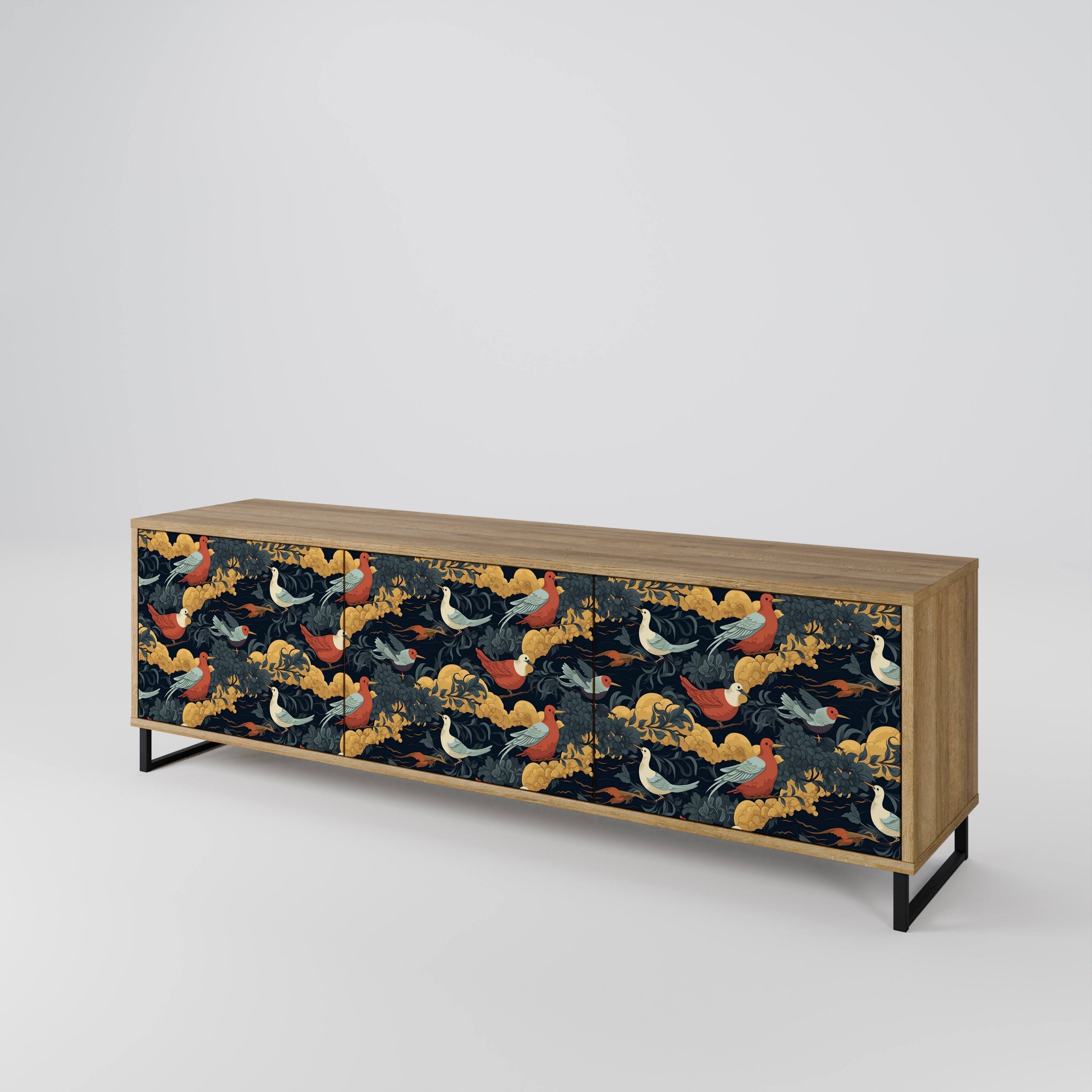 FOWLY DAZE Mueble de TV de 3 Puertas