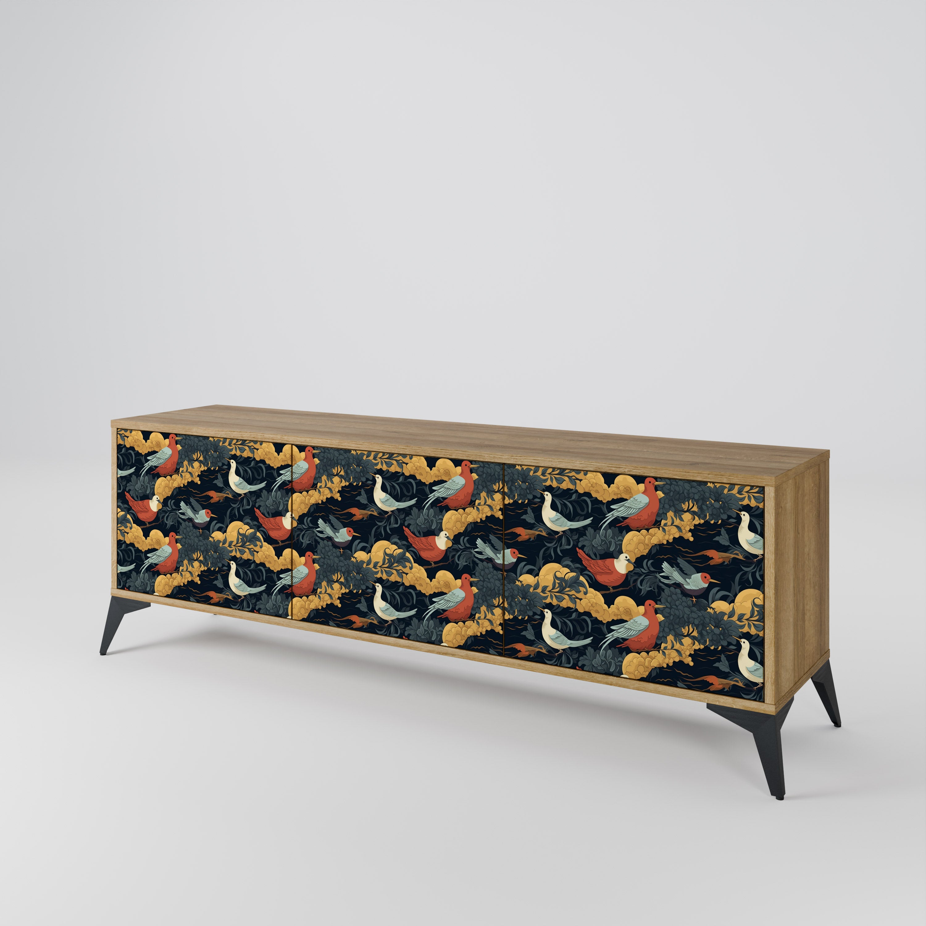 FOWLY DAZE Mueble de TV de 3 Puertas