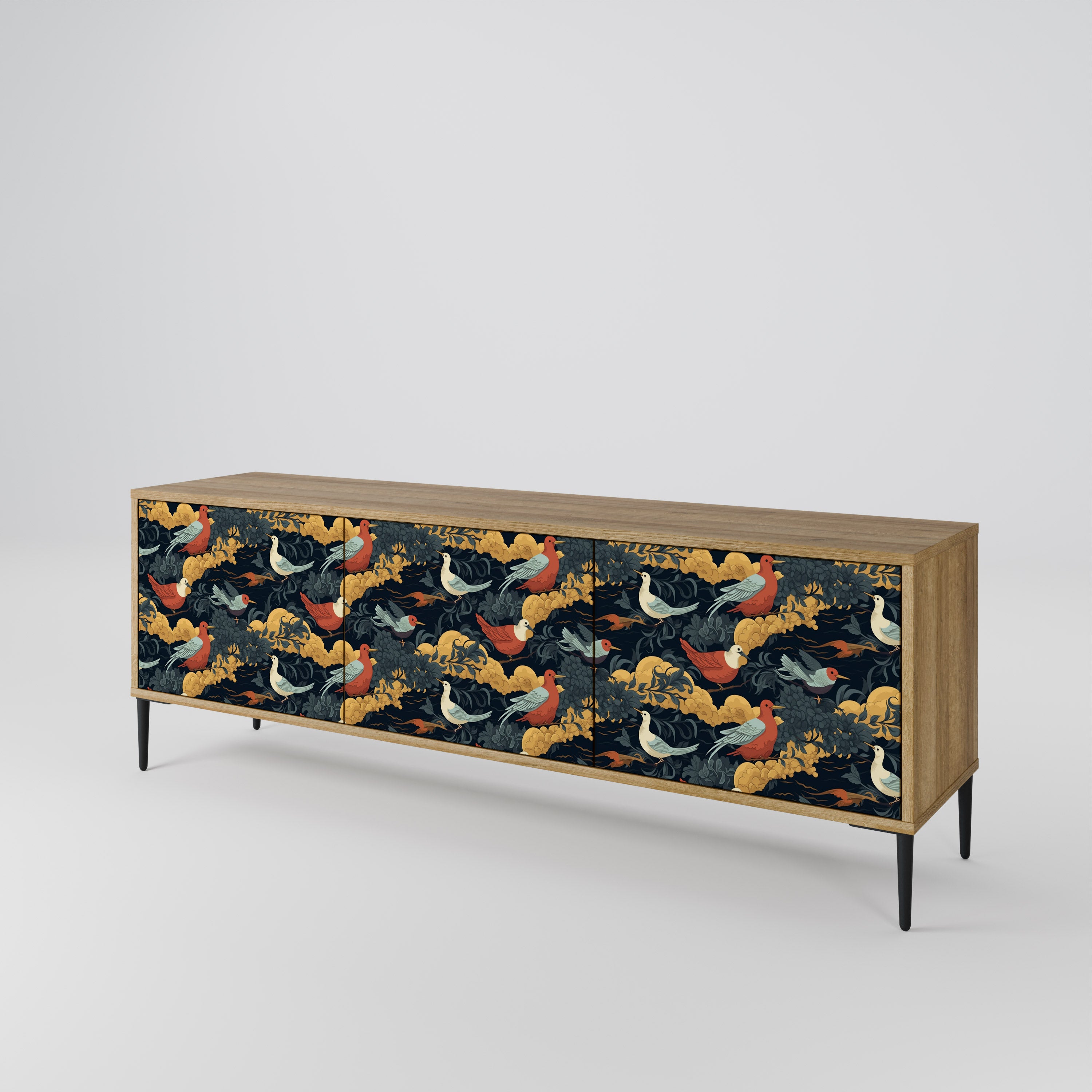 FOWLY DAZE Mueble de TV de 3 Puertas