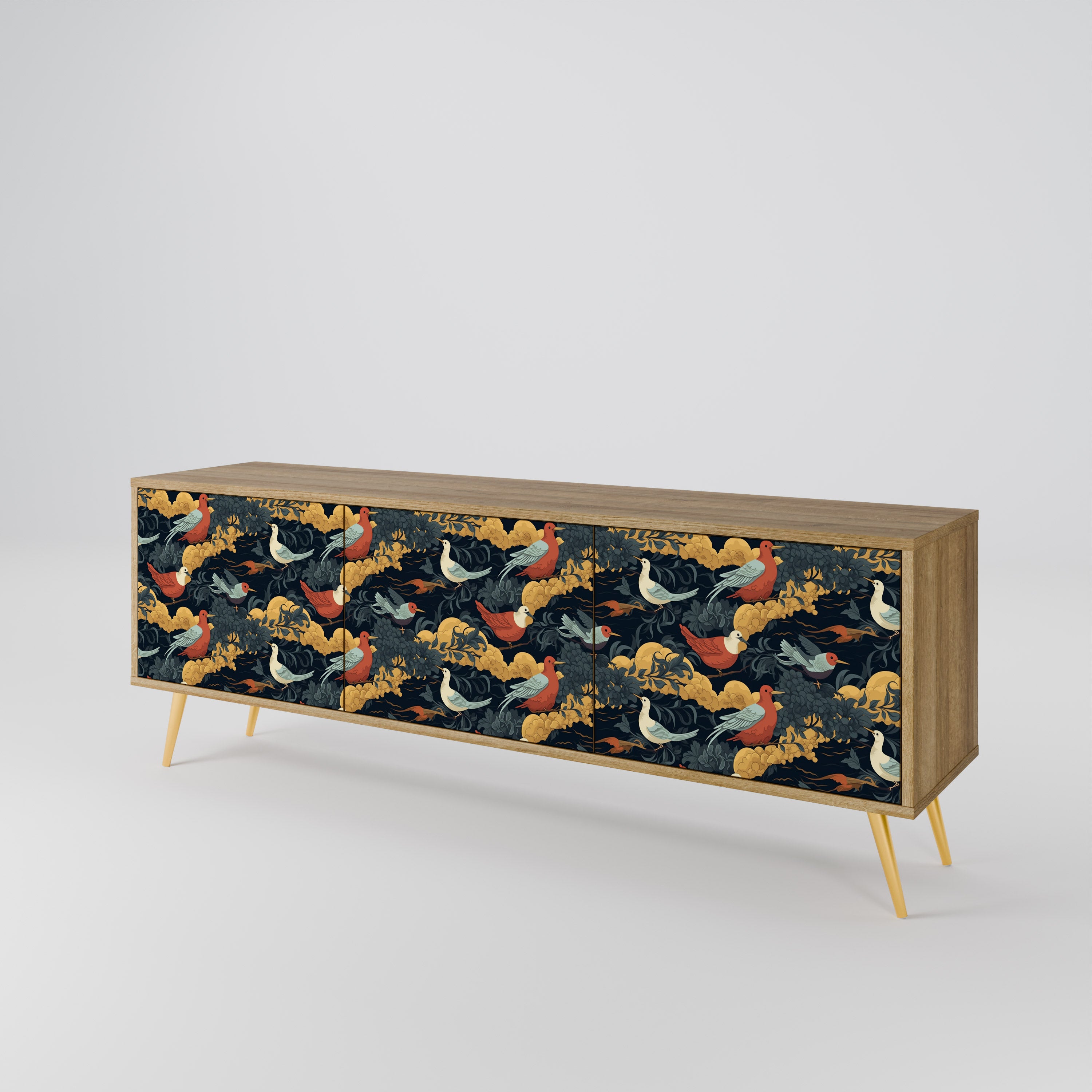 FOWLY DAZE Mueble de TV de 3 Puertas
