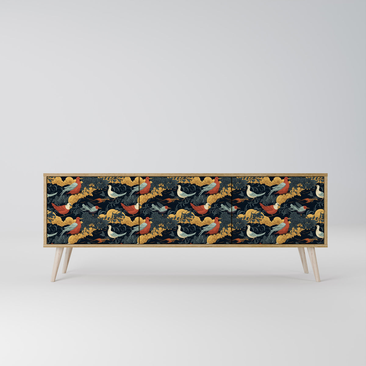 FOWLY DAZE Mueble de TV de 3 Puertas