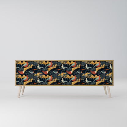 FOWLY DAZE Mueble de TV de 3 Puertas