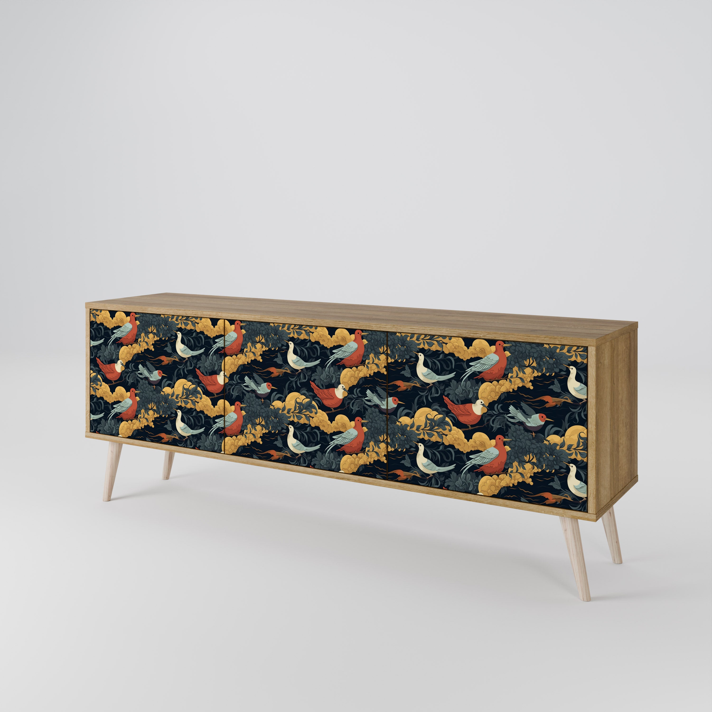 FOWLY DAZE Mueble de TV de 3 Puertas