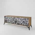 CHARCOAL SPROUT 3-Door TV Stand in Oak Effect