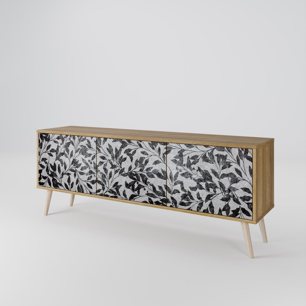 CHARCOAL SPROUT 3-Door TV Stand in Oak Effect