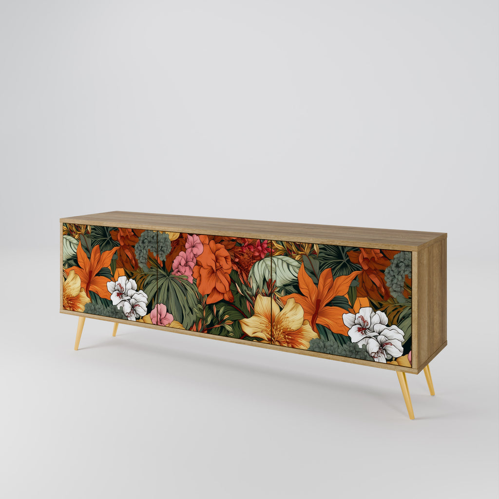 RADIANT FLORA 3-Door TV Stand in Oak Effect