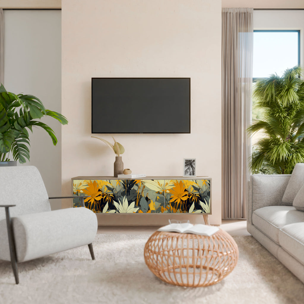 SUNKISSED LILY 3-Door TV Stand in Oak Effect