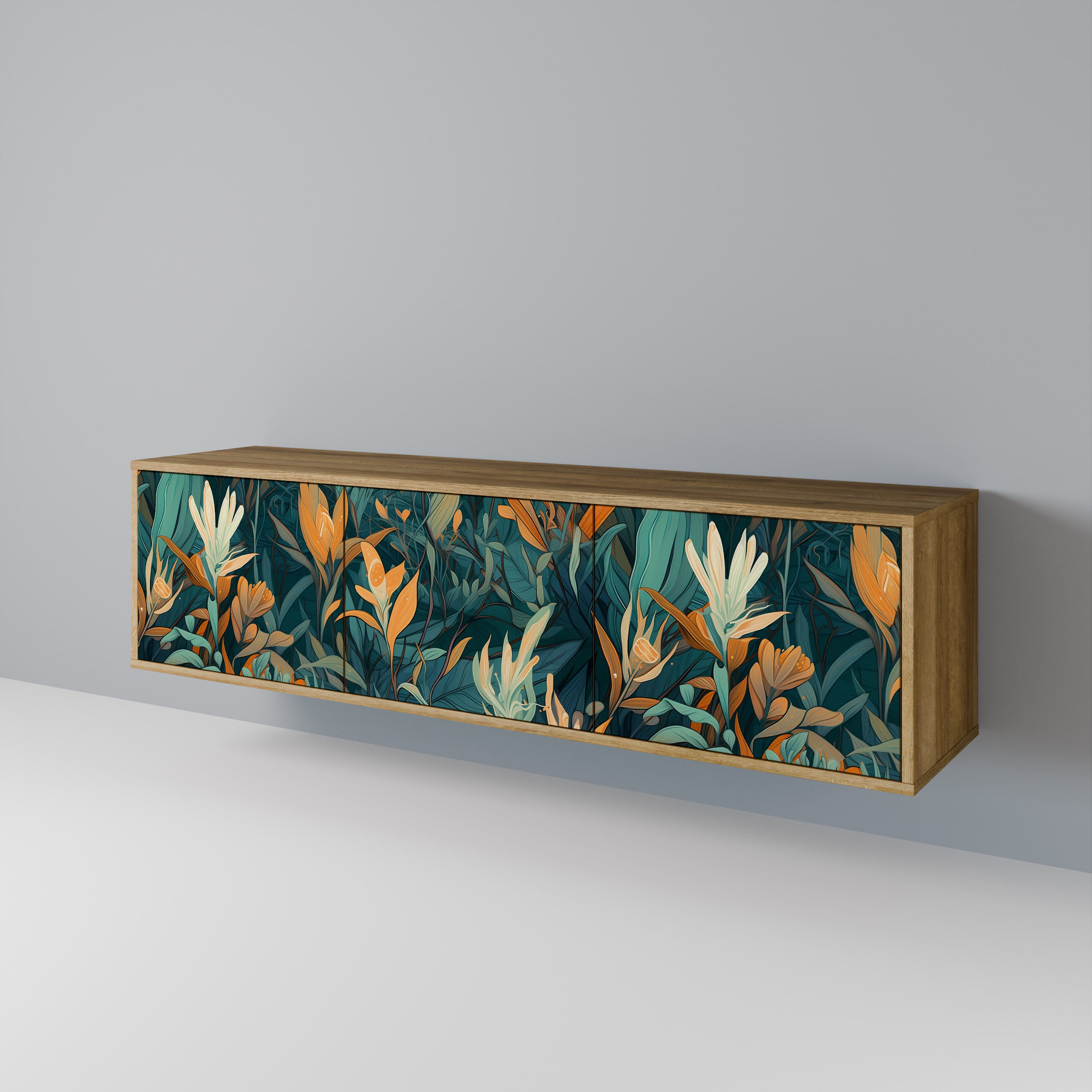 FLORAL SERENITY Mueble de TV de 3 Puertas