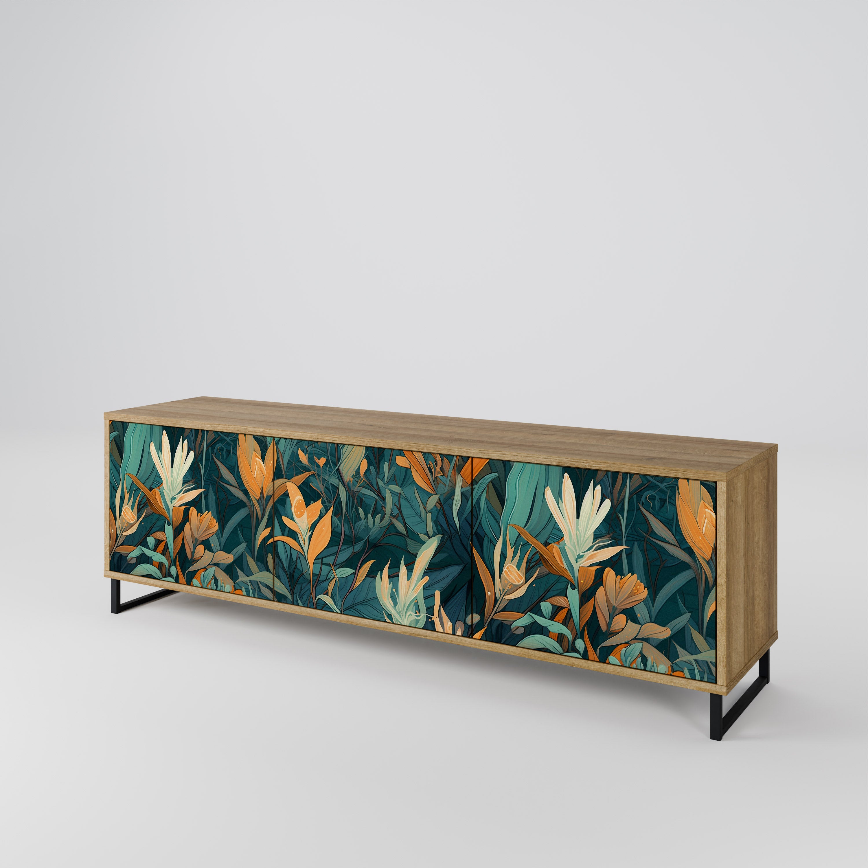 FLORAL SERENITY Mueble de TV de 3 Puertas