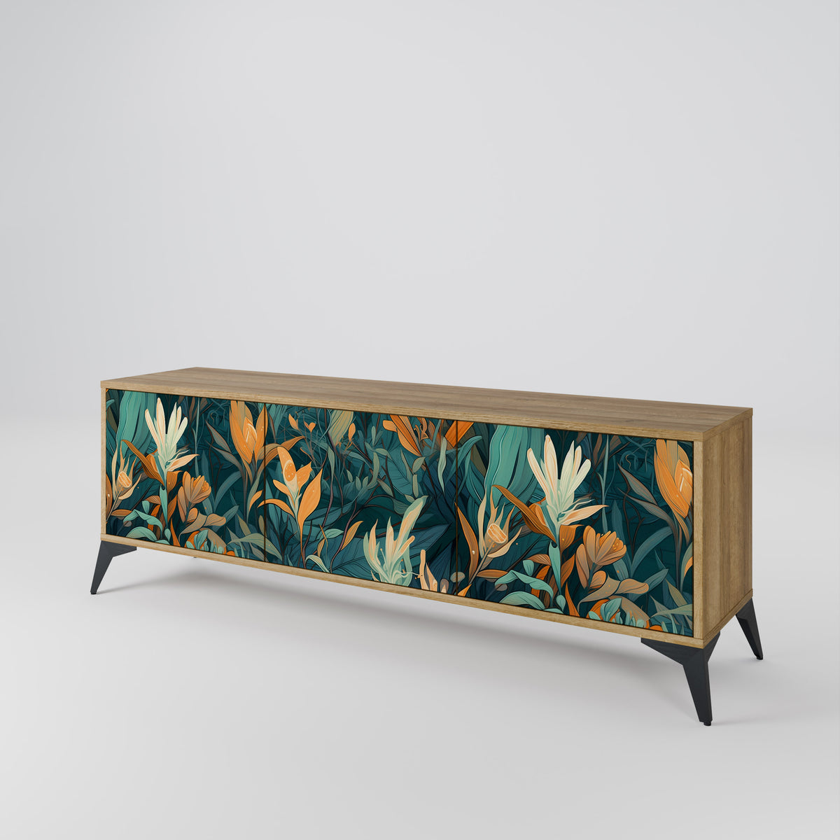 FLORAL SERENITY Mueble de TV de 3 Puertas