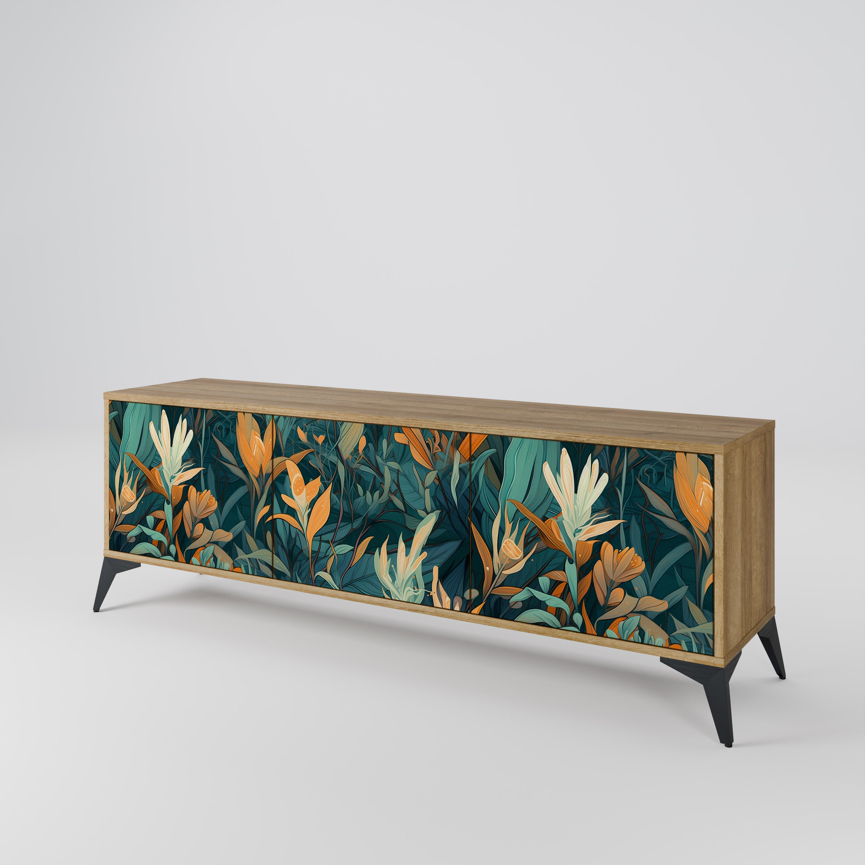 FLORAL SERENITY Mueble de TV de 3 Puertas