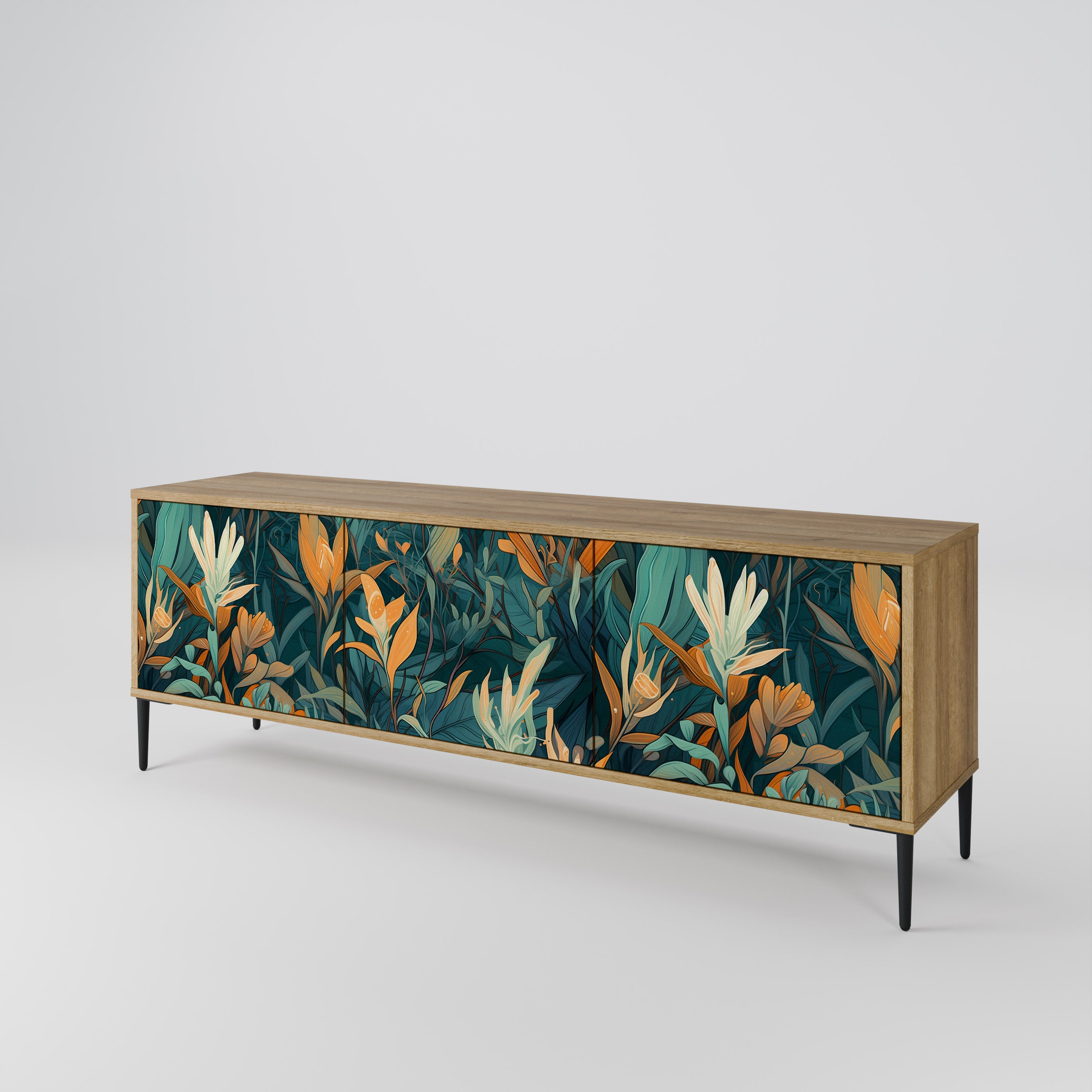 FLORAL SERENITY Mueble de TV de 3 Puertas