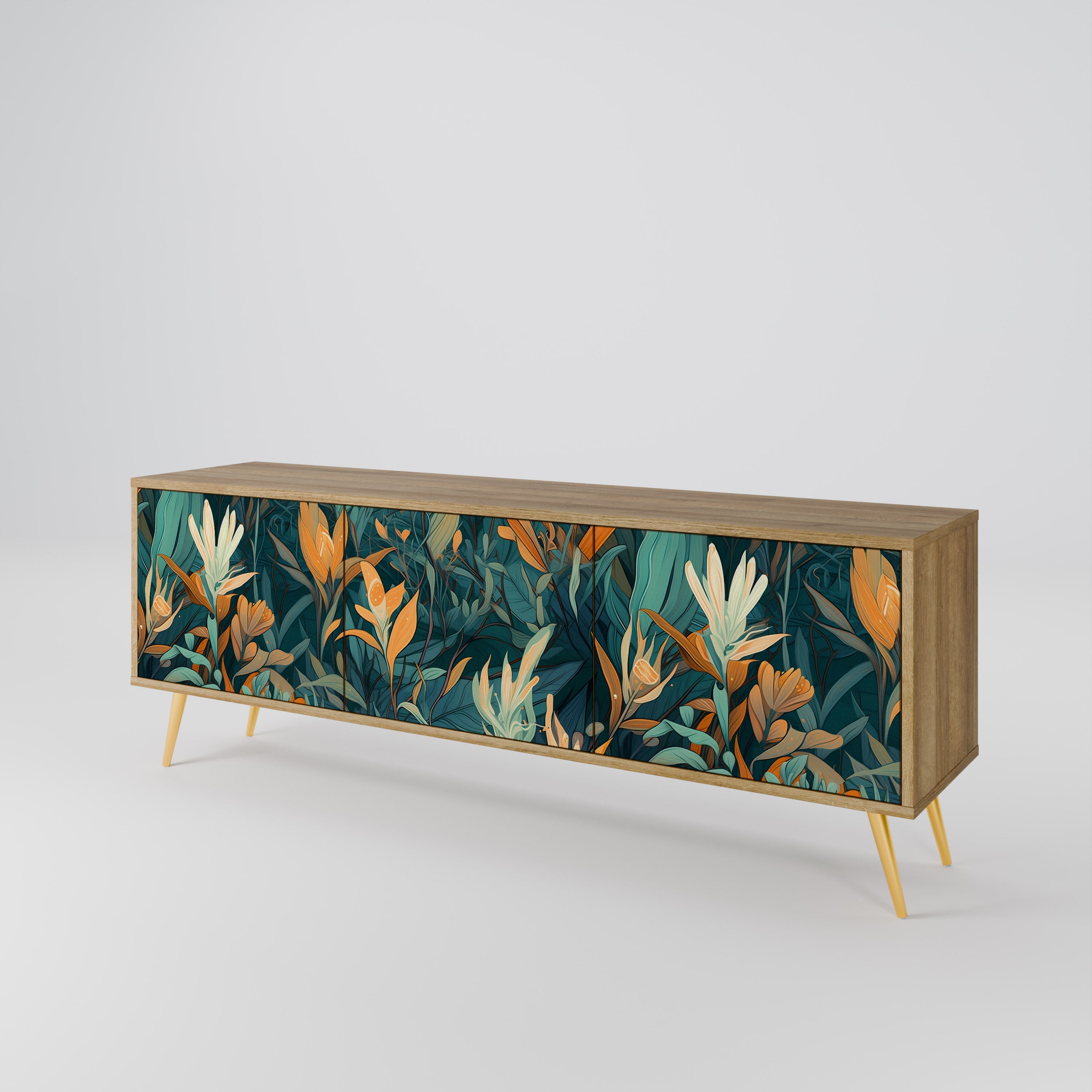 FLORAL SERENITY Mueble de TV de 3 Puertas