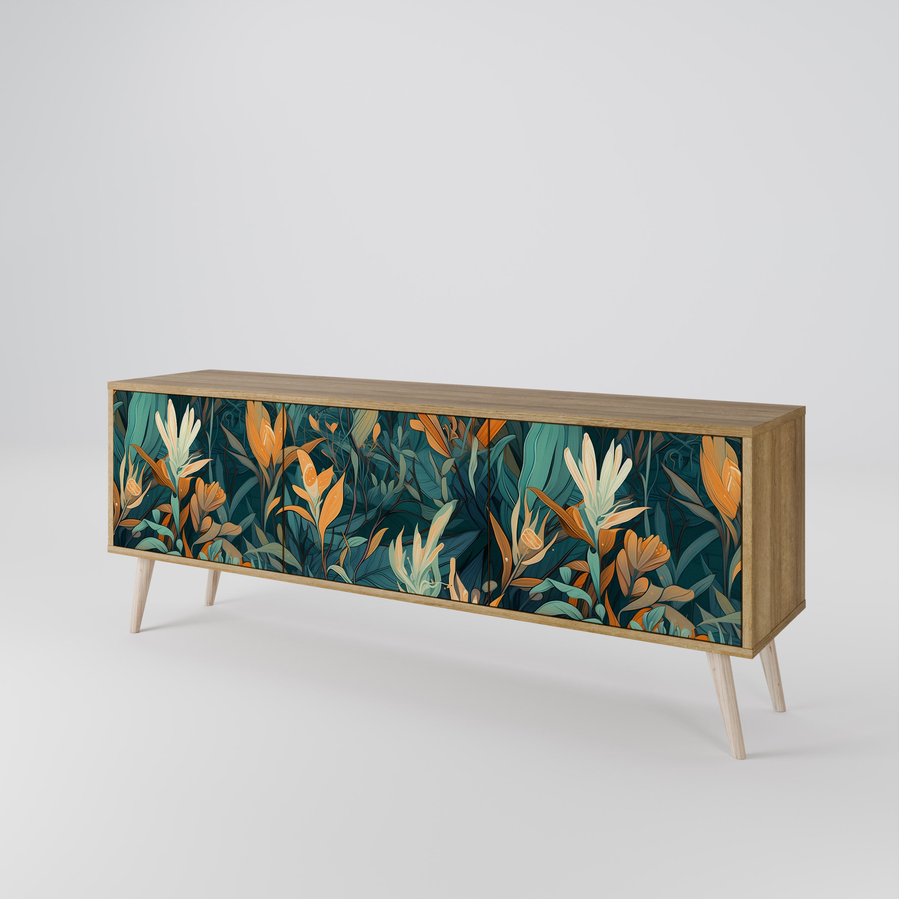 FLORAL SERENITY Mueble de TV de 3 Puertas