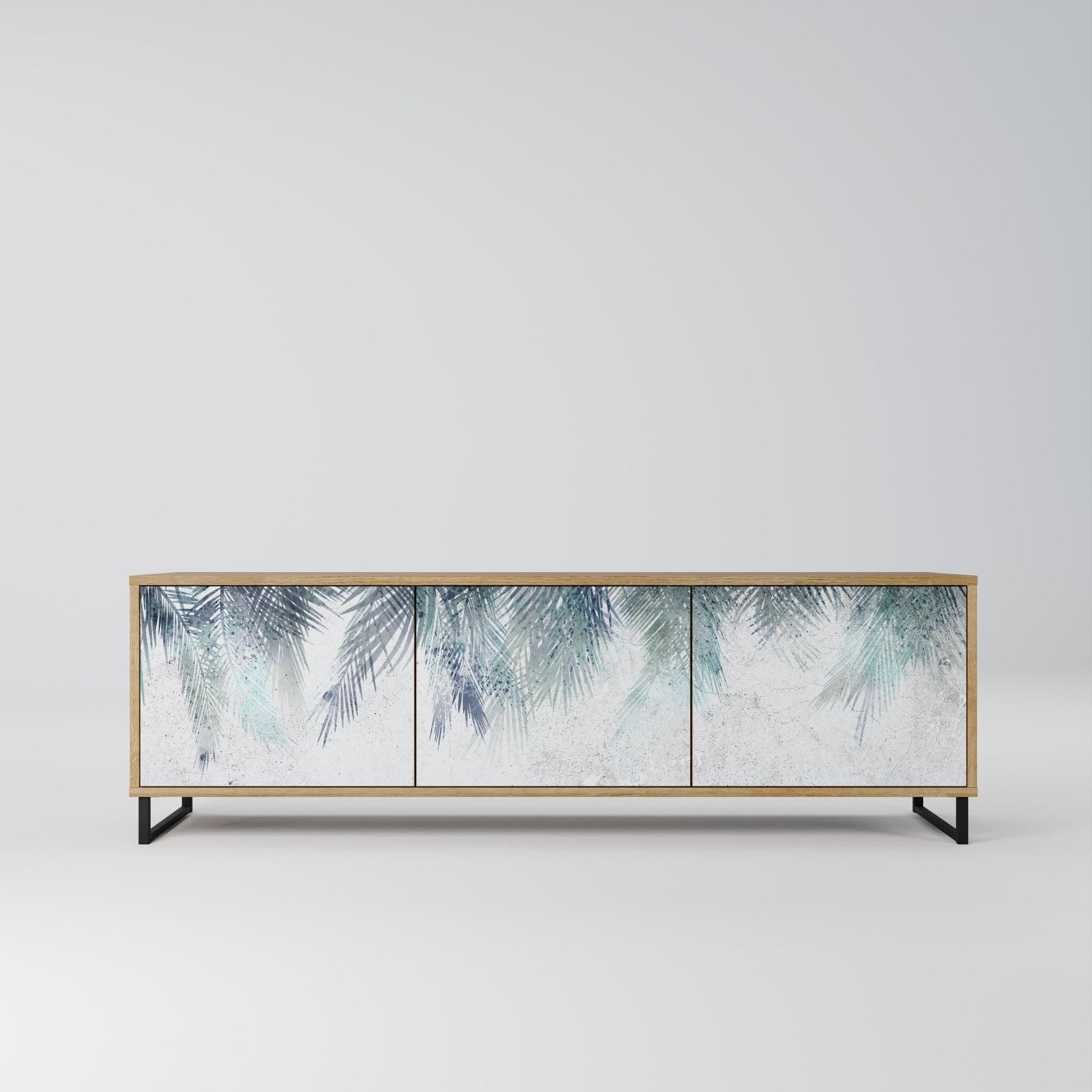 PALM VEIL 3-Door TV Stand in Oak Effect