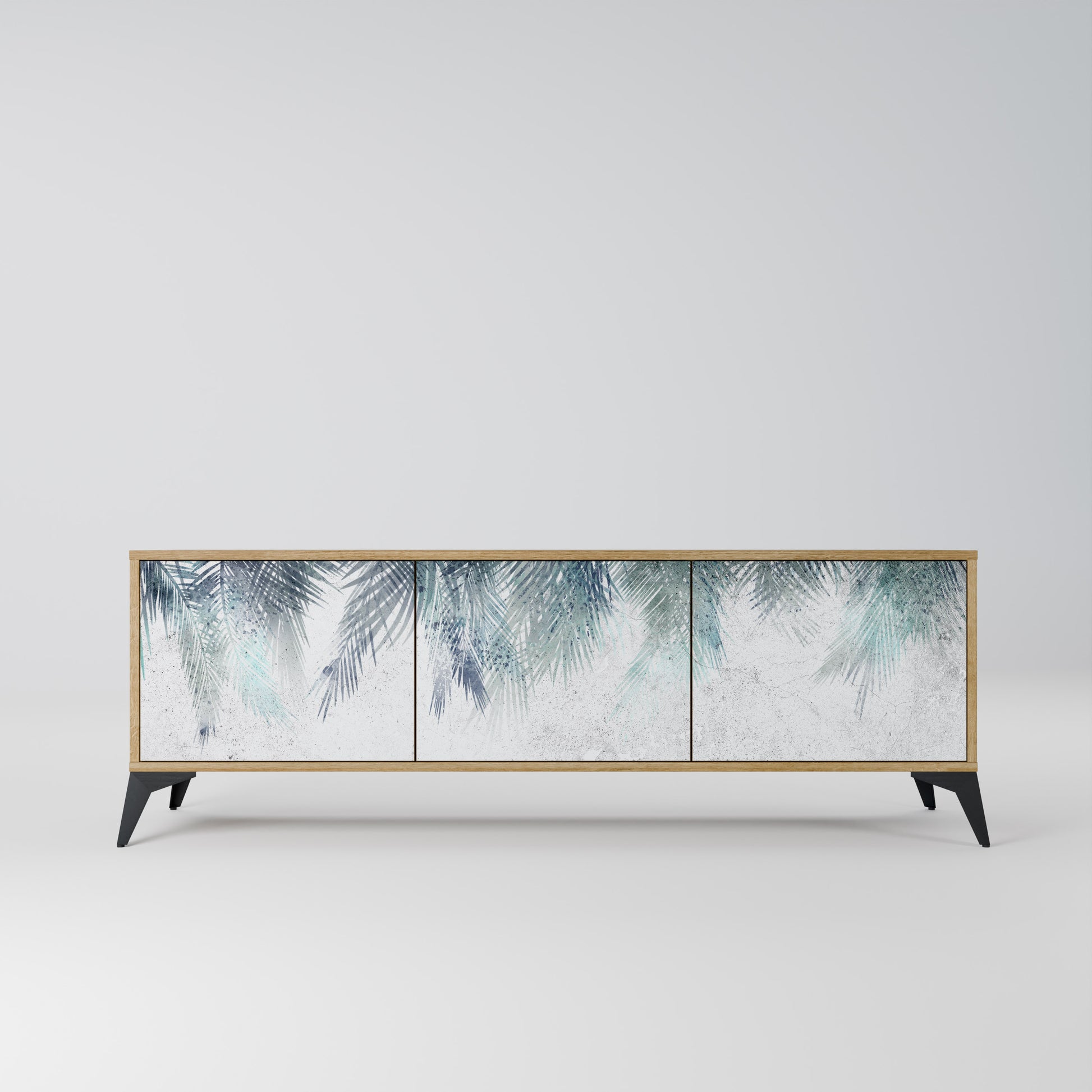 PALM VEIL 3-Door TV Stand in Oak Effect