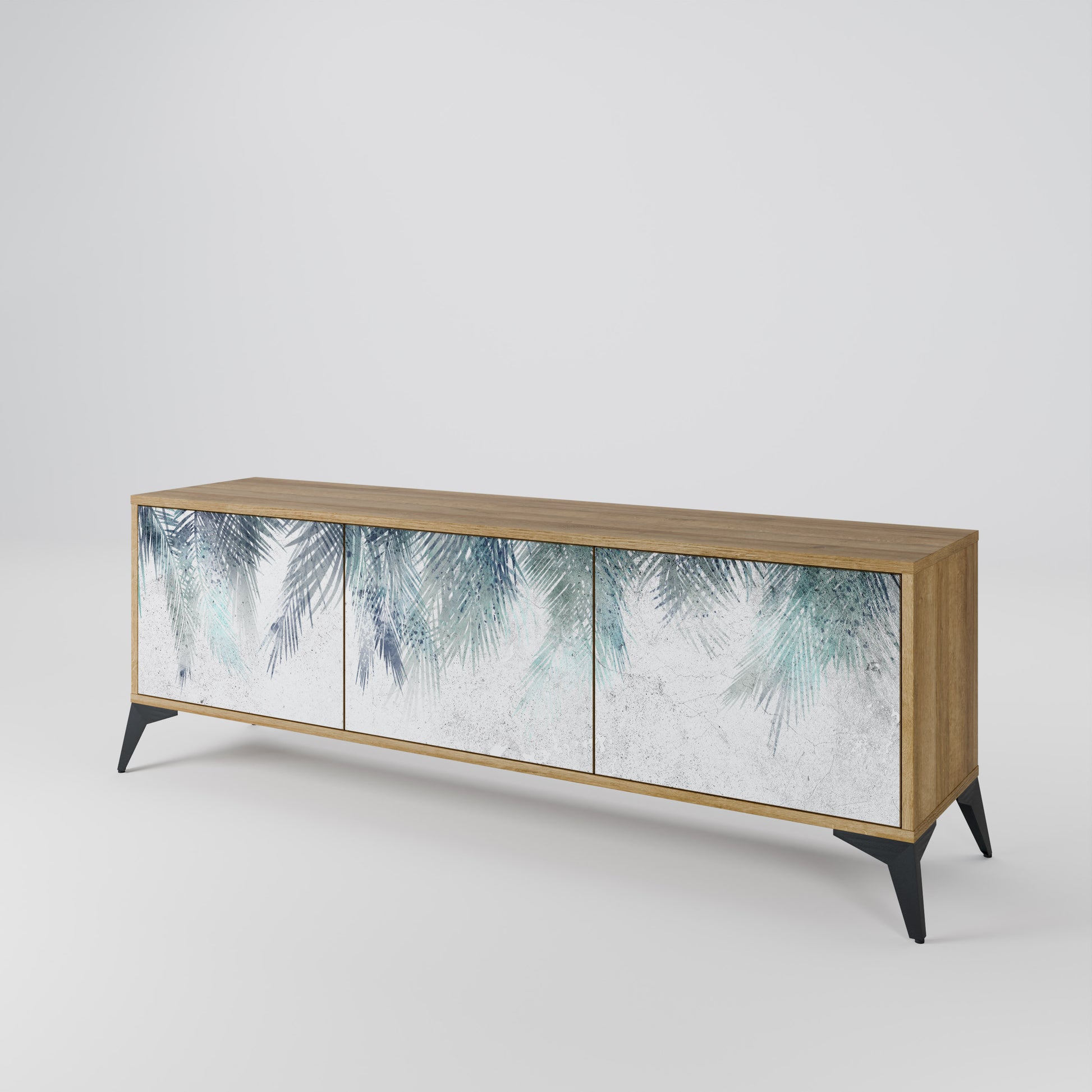 PALM VEIL 3-Door TV Stand in Oak Effect