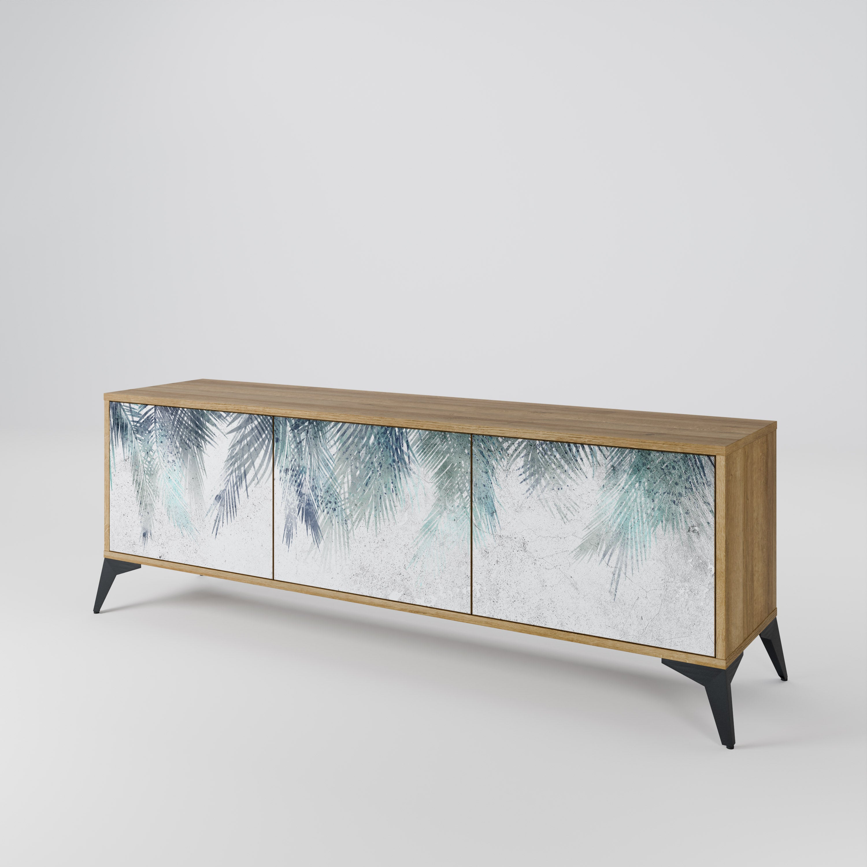 PALM VEIL 3-Door TV Stand in Oak Effect