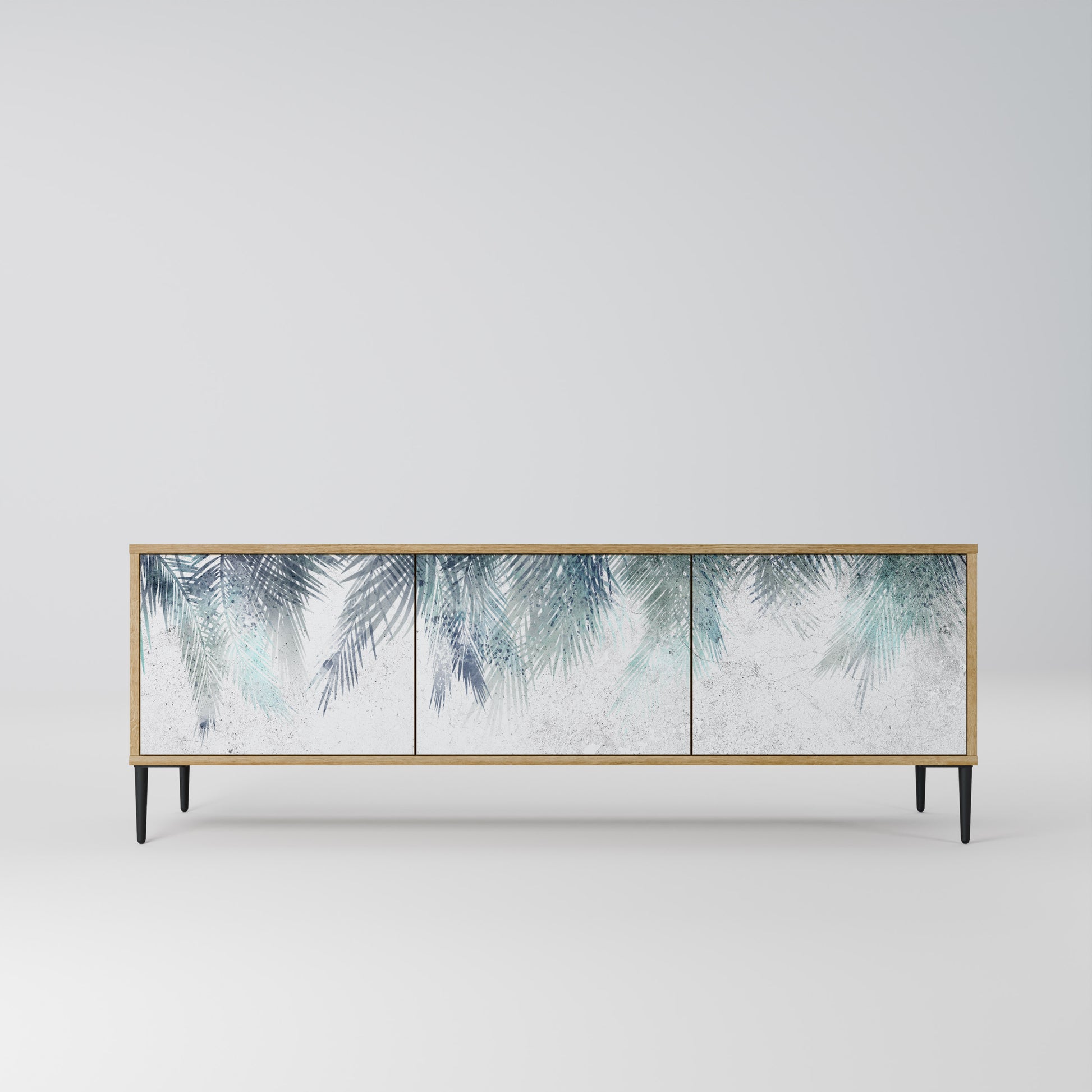 PALM VEIL 3-Door TV Stand in Oak Effect