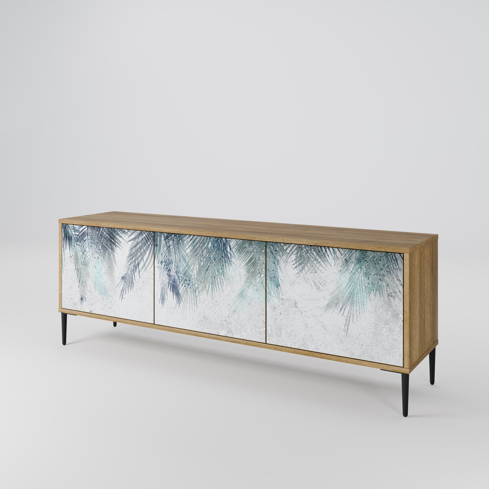 PALM VEIL 3-Door TV Stand in Oak Effect