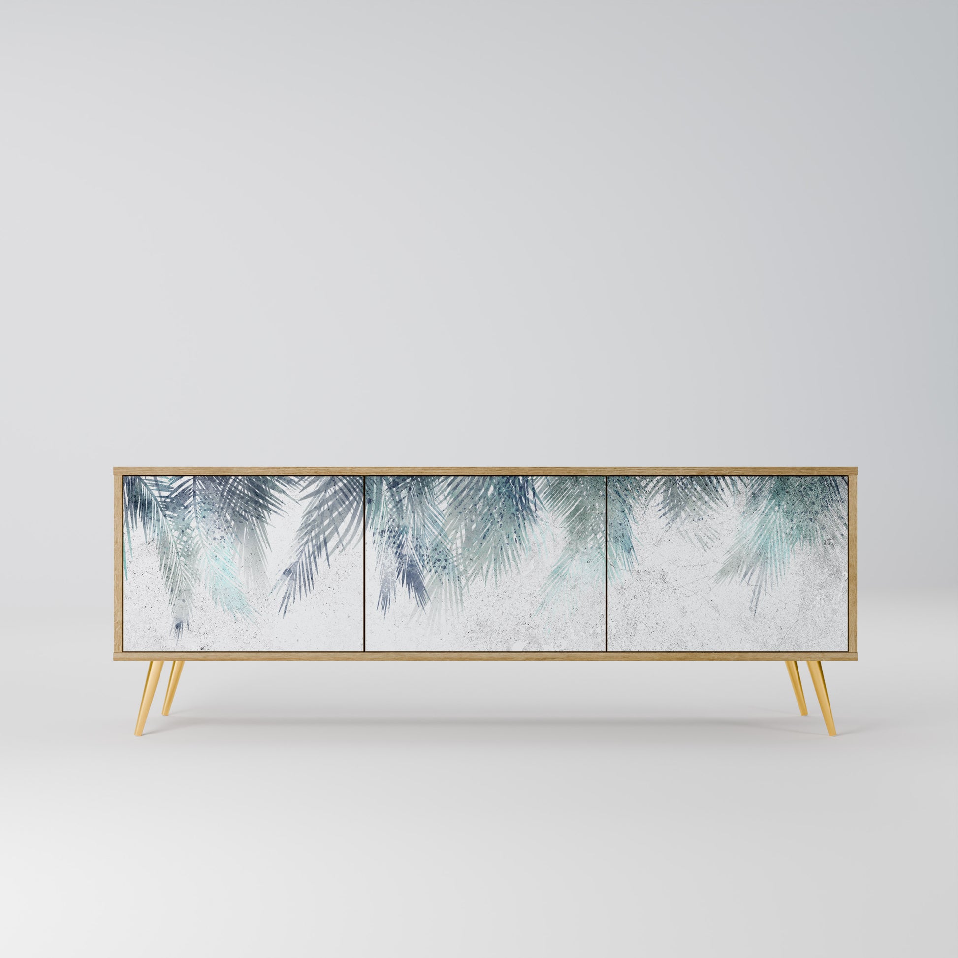 PALM VEIL 3-Door TV Stand in Oak Effect