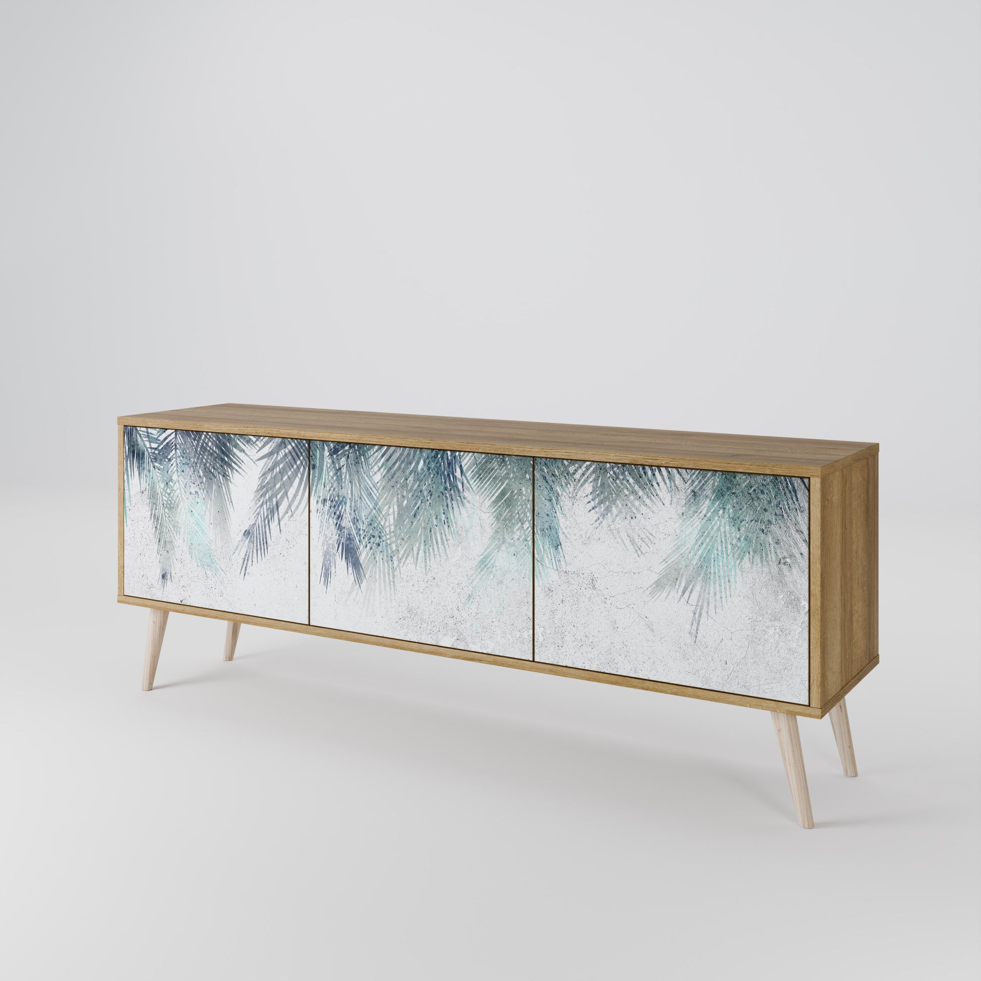 PALM VEIL 3-Door TV Stand in Oak Effect