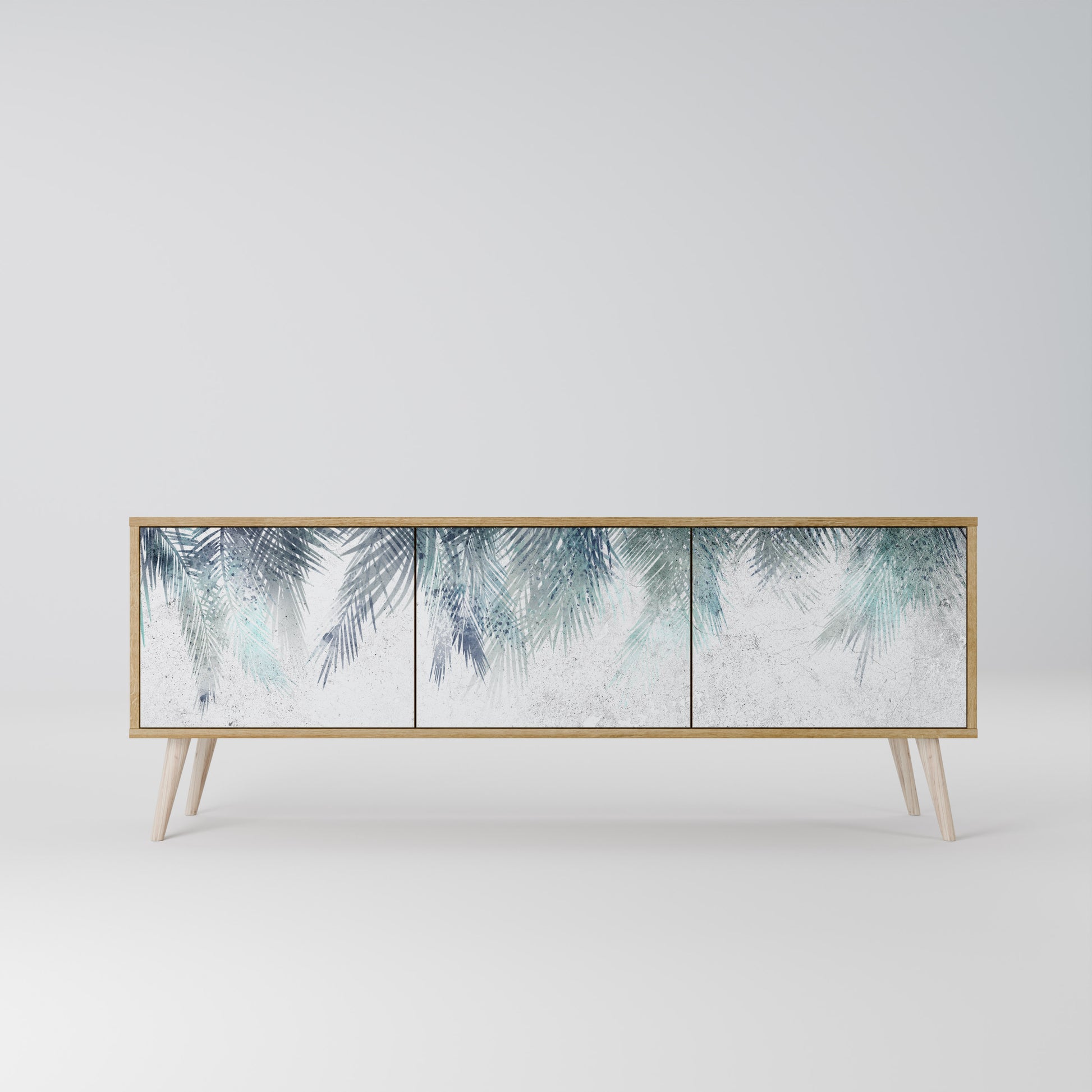PALM VEIL 3-Door TV Stand in Oak Effect