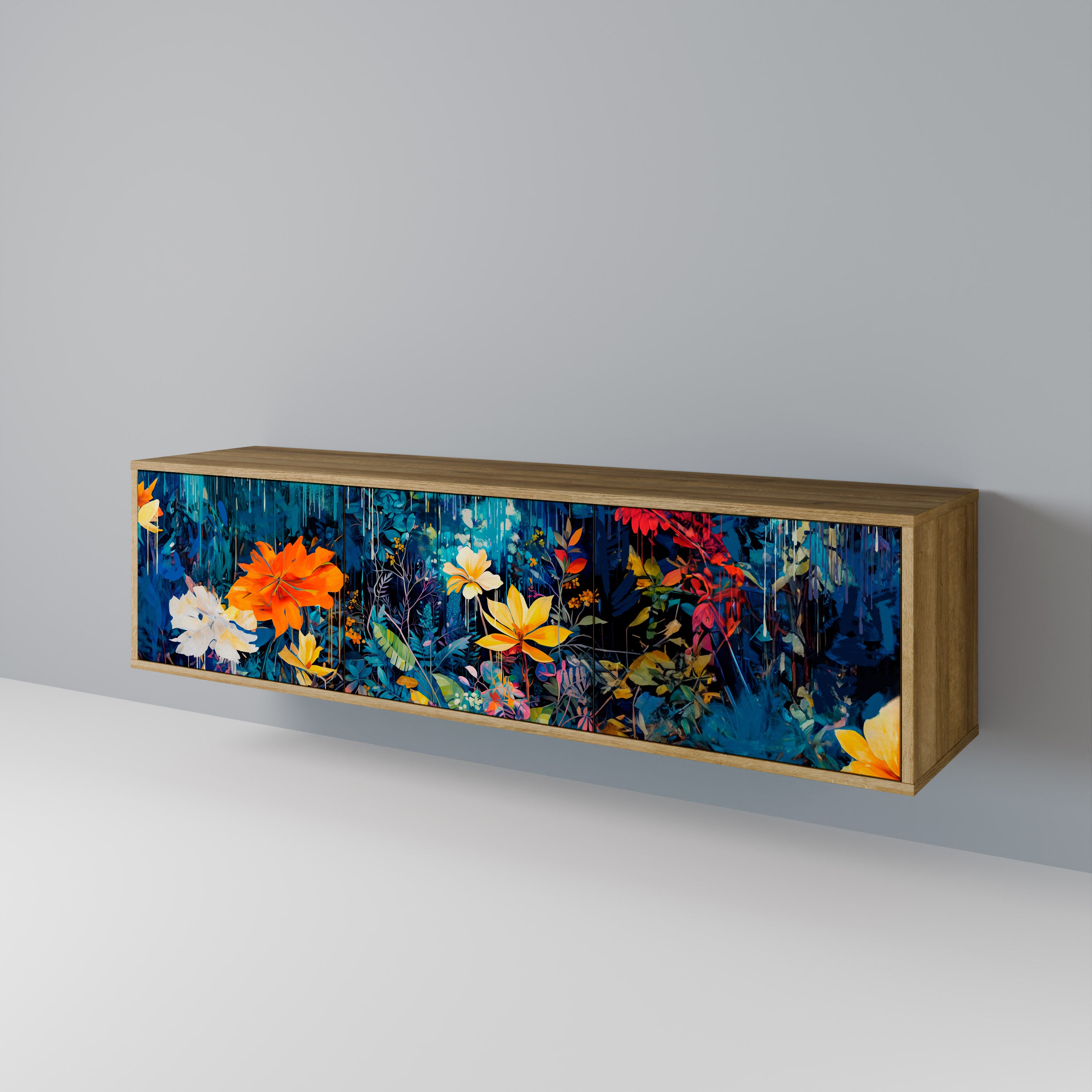 MIDNIGHT BLOSSOM Mueble de TV de 3 Puertas