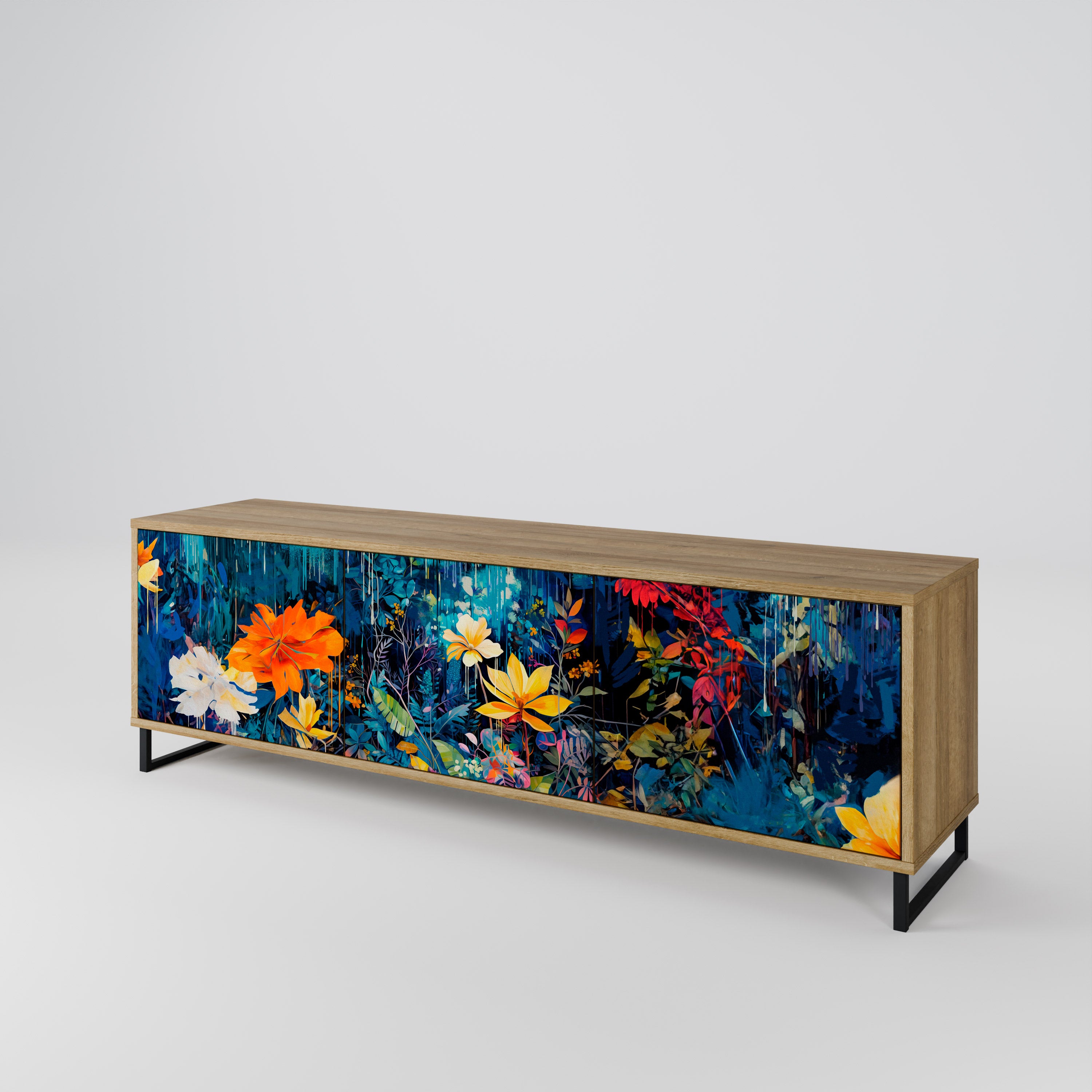 MIDNIGHT BLOSSOM Mueble de TV de 3 Puertas