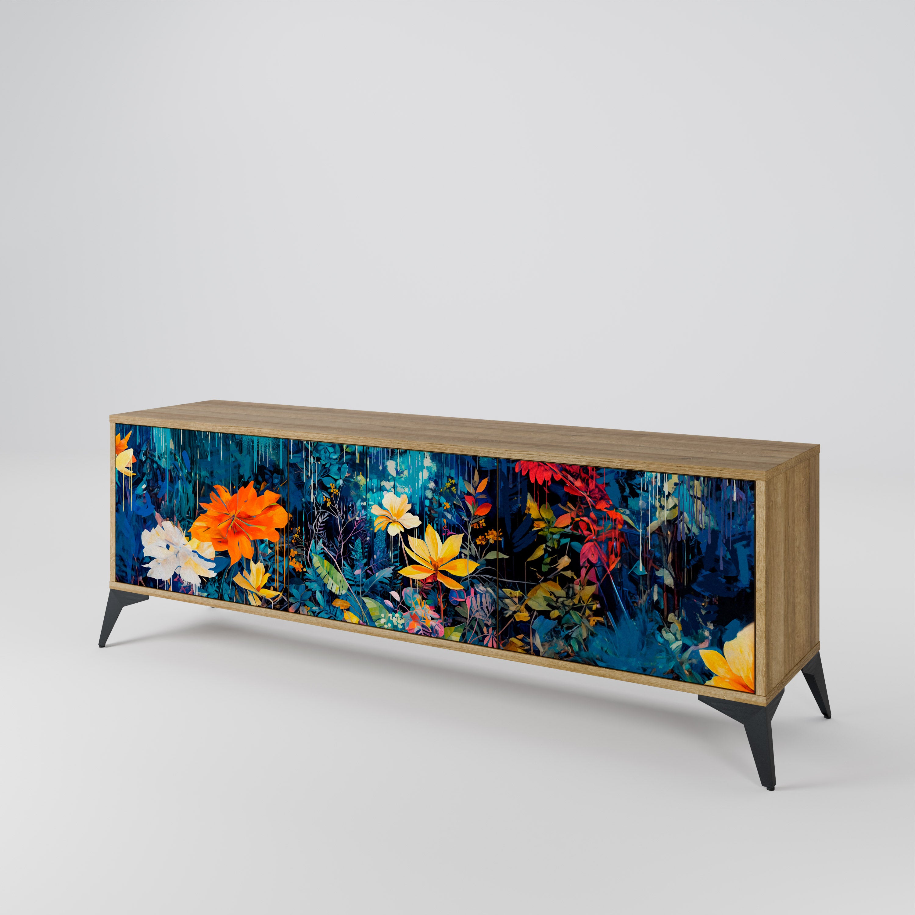 MIDNIGHT BLOSSOM Mueble de TV de 3 Puertas
