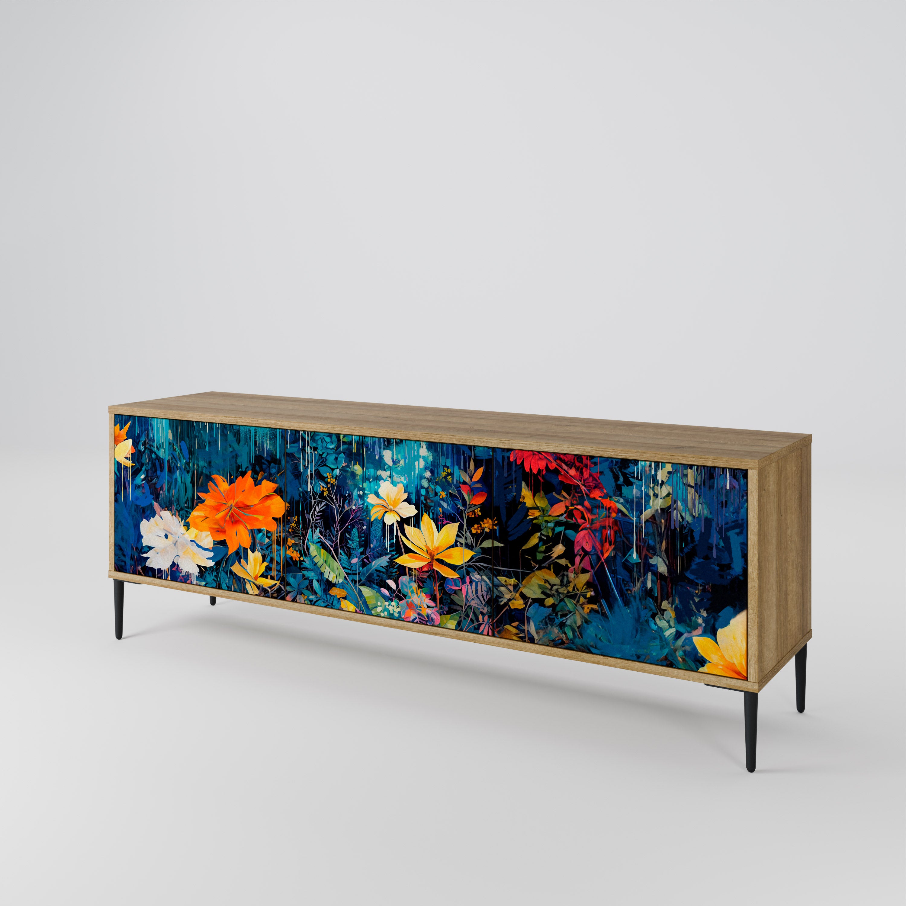 MIDNIGHT BLOSSOM Mueble de TV de 3 Puertas