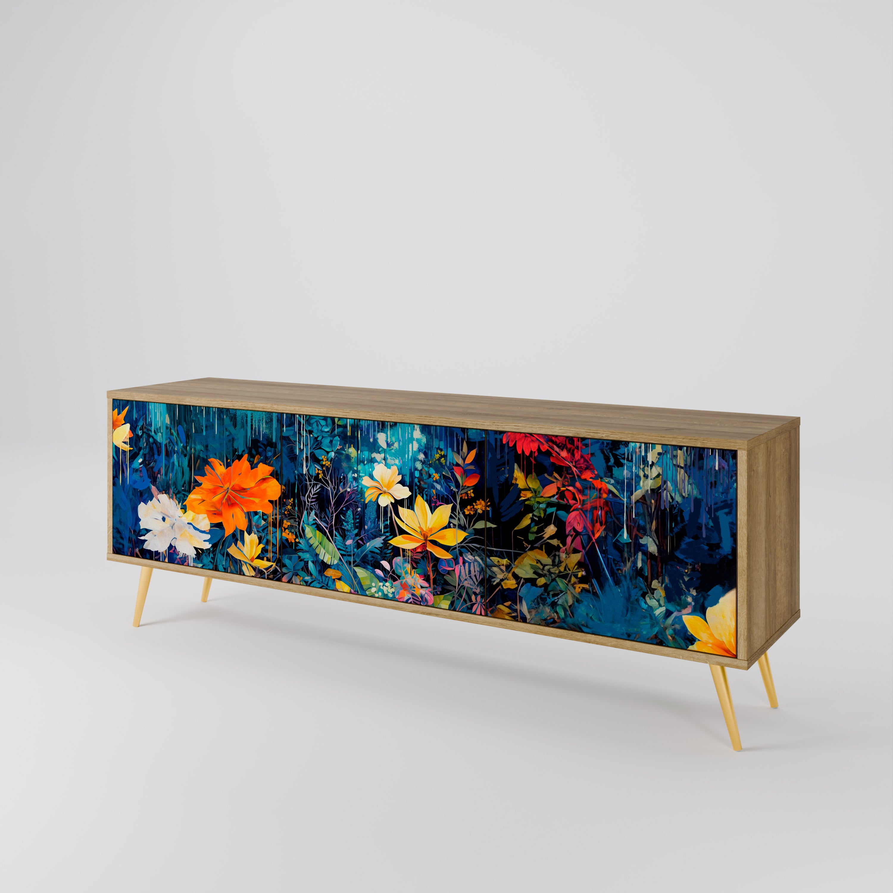 MIDNIGHT BLOSSOM Mueble de TV de 3 Puertas