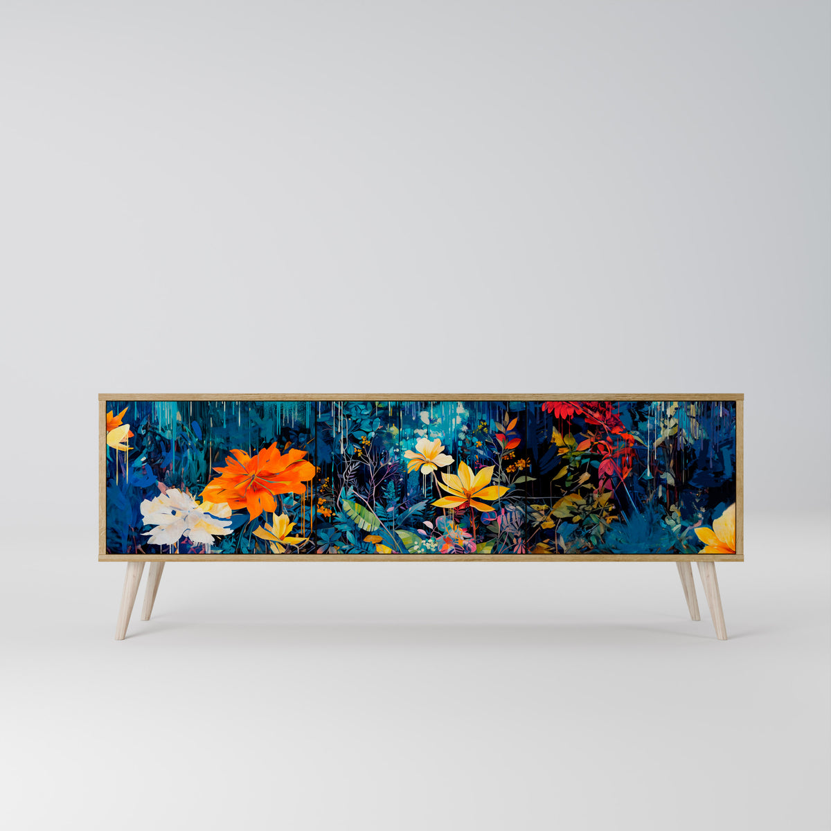MIDNIGHT BLOSSOM Mueble de TV de 3 Puertas