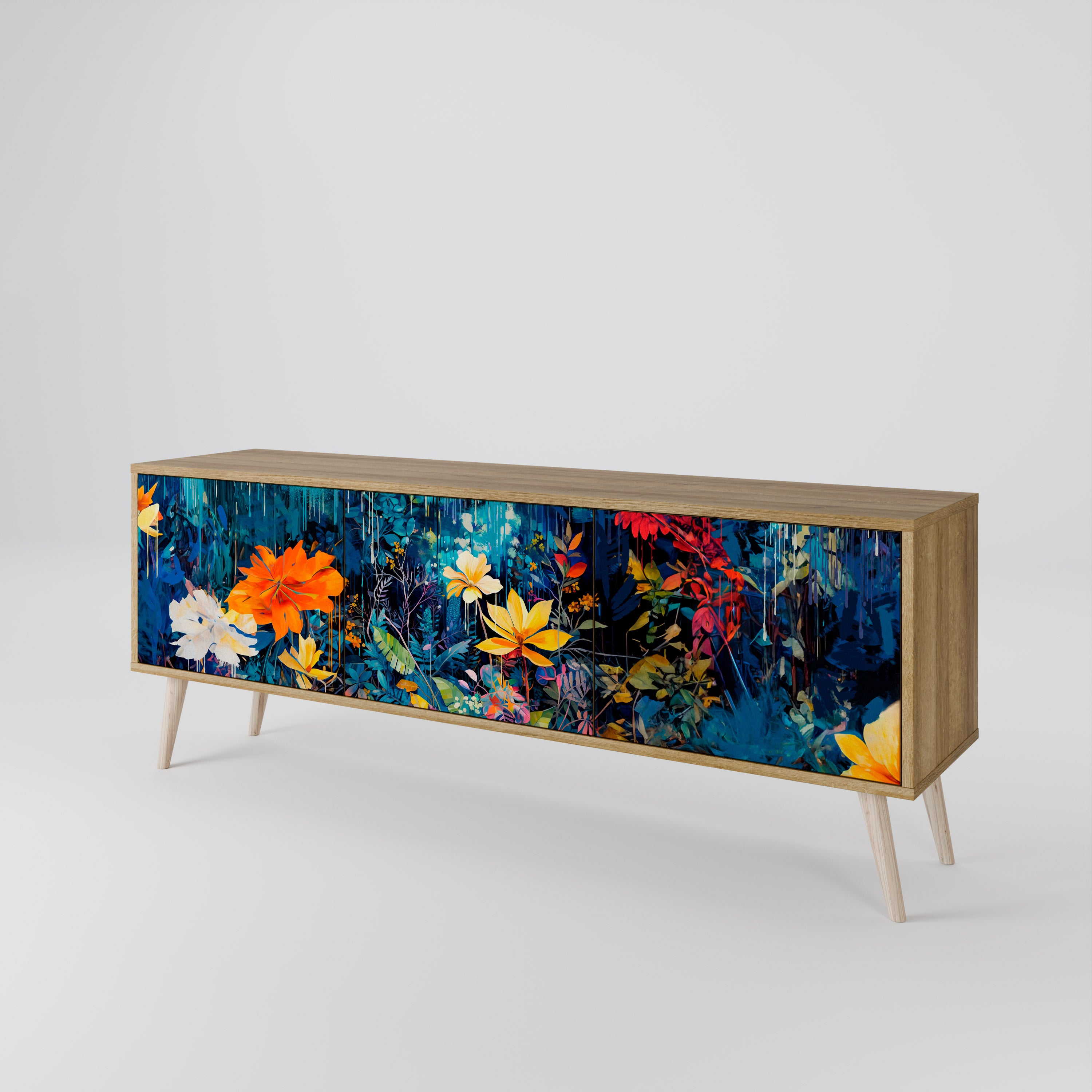 MIDNIGHT BLOSSOM Mueble de TV de 3 Puertas