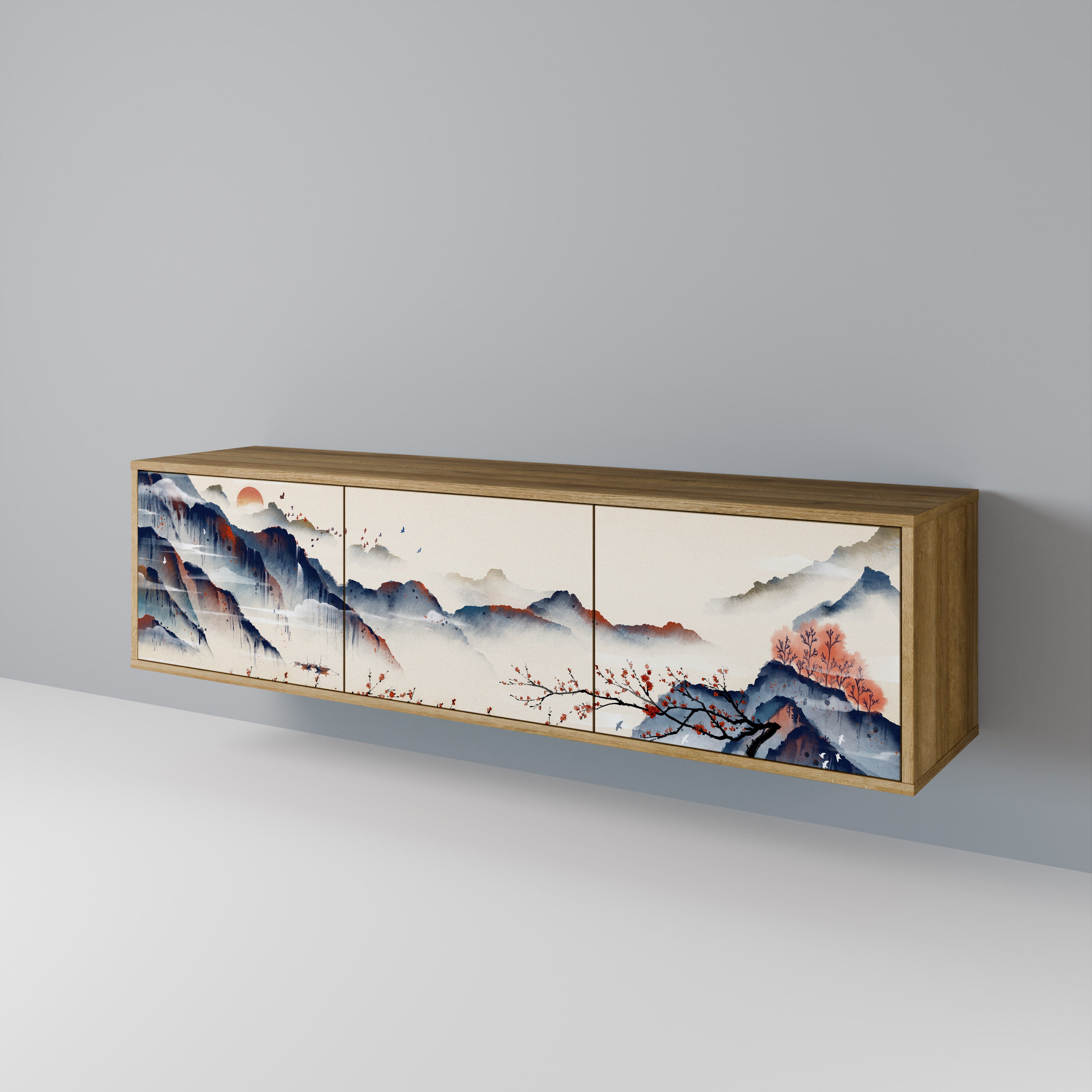 JAPANESE LANDSCAPE Mueble de TV de 3 Puertas
