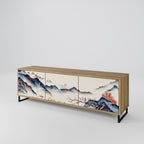 JAPANESE LANDSCAPE 3-Door TV Stand in Oak Effect