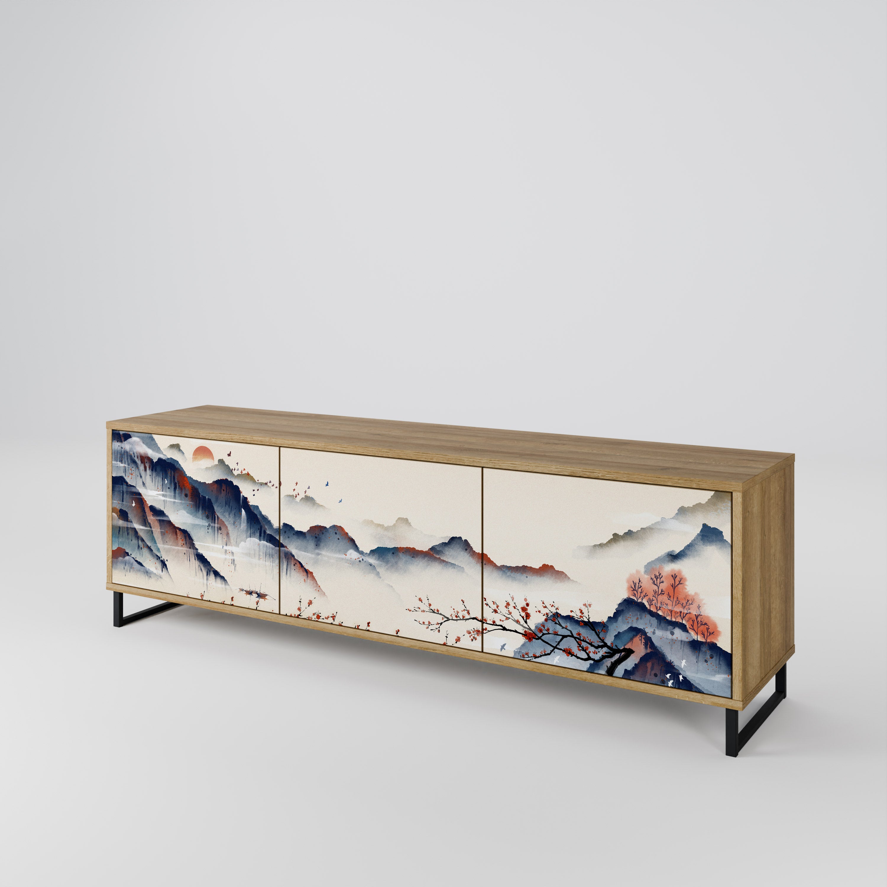 JAPANESE LANDSCAPE Mueble de TV de 3 Puertas