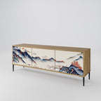 JAPANESE LANDSCAPE 3-Door TV Stand in Oak Effect
