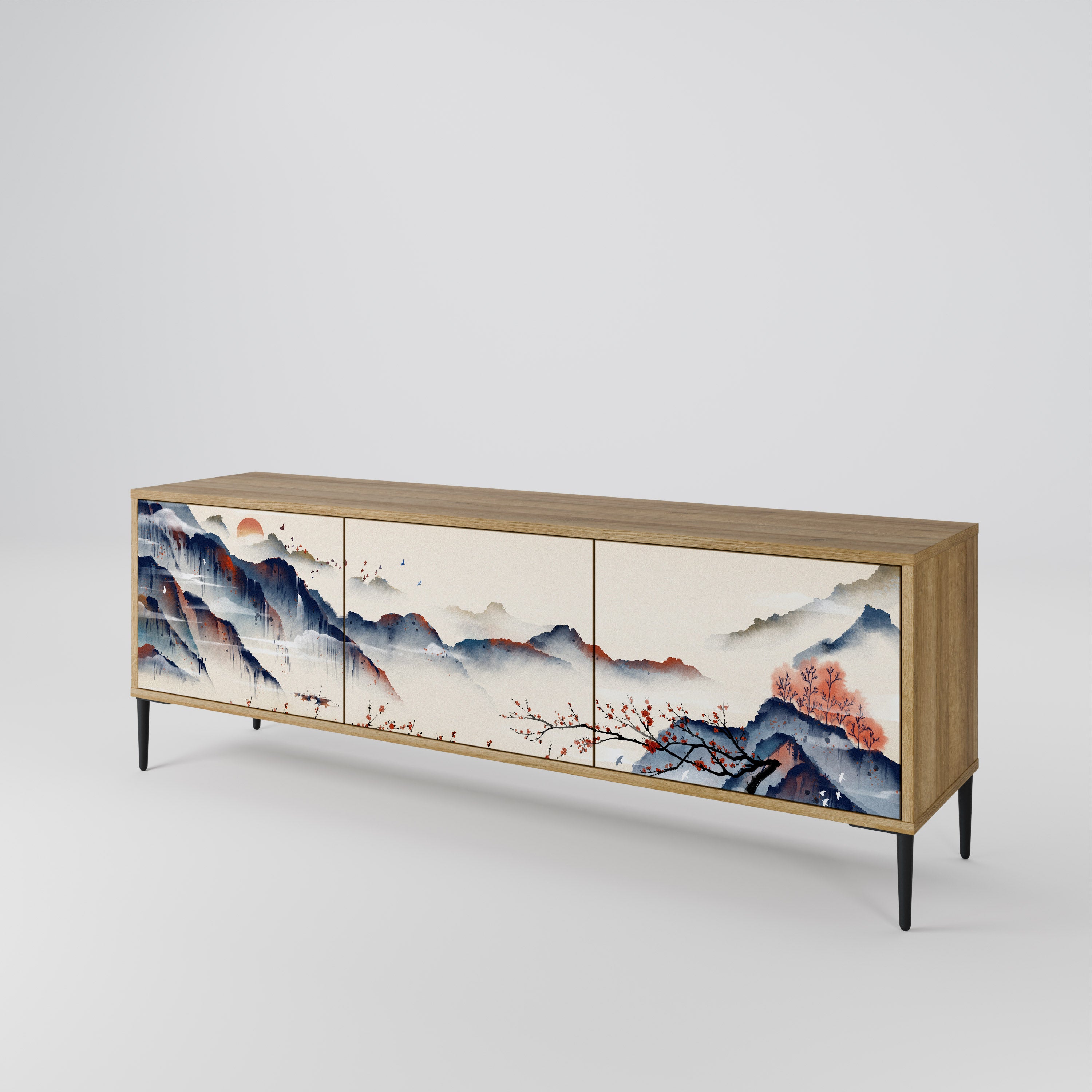 JAPANESE LANDSCAPE Mueble de TV de 3 Puertas