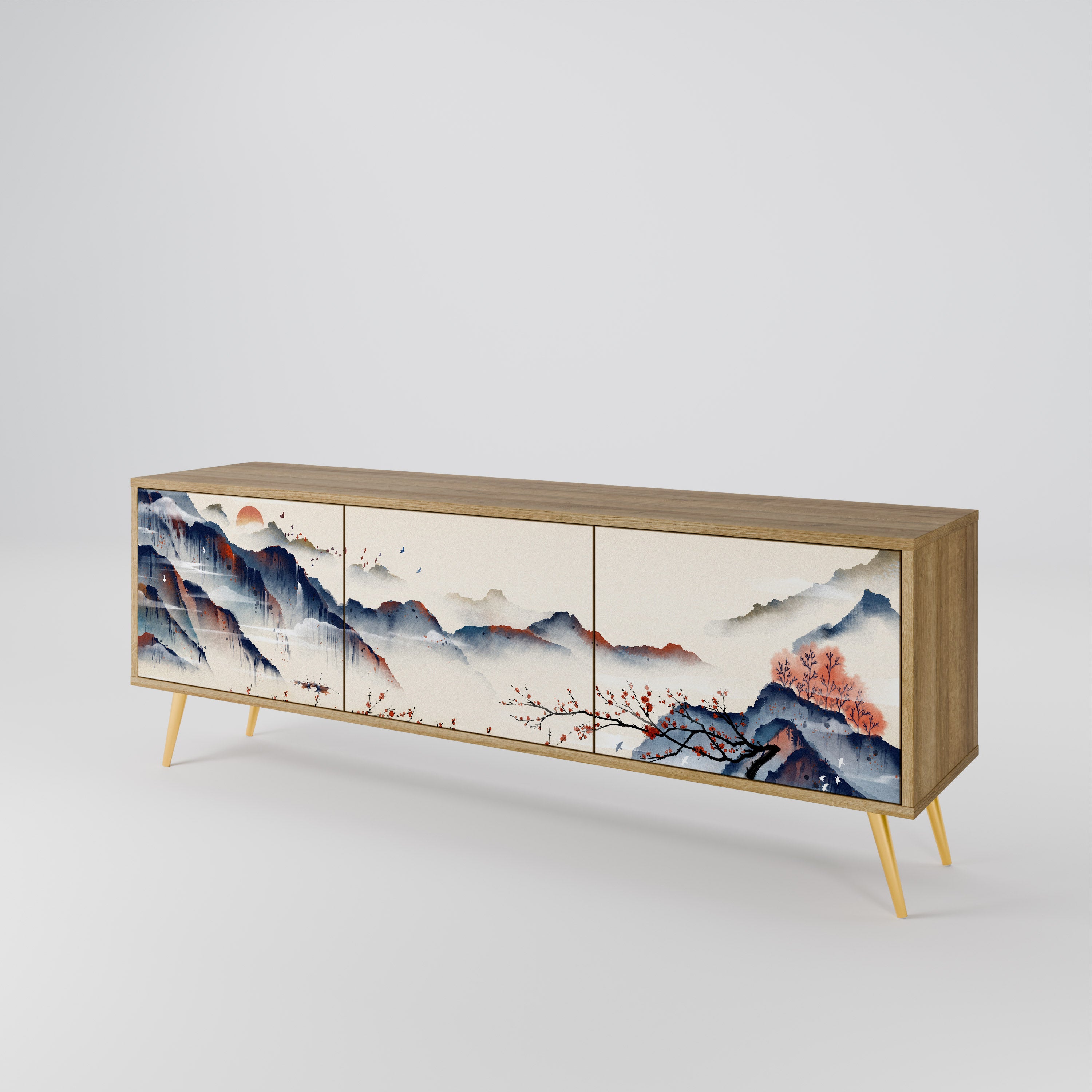JAPANESE LANDSCAPE Mueble de TV de 3 Puertas