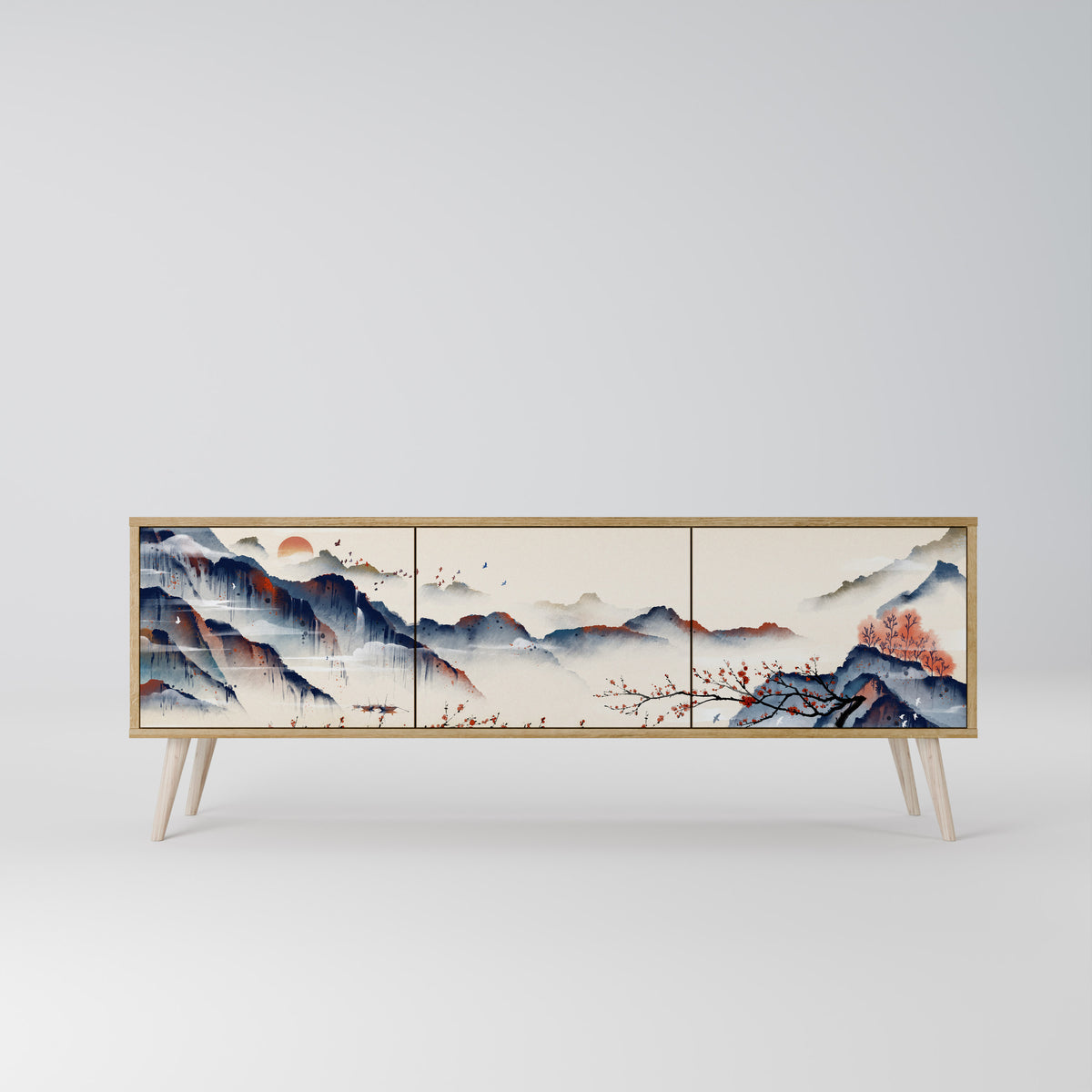 JAPANESE LANDSCAPE Mueble de TV de 3 Puertas