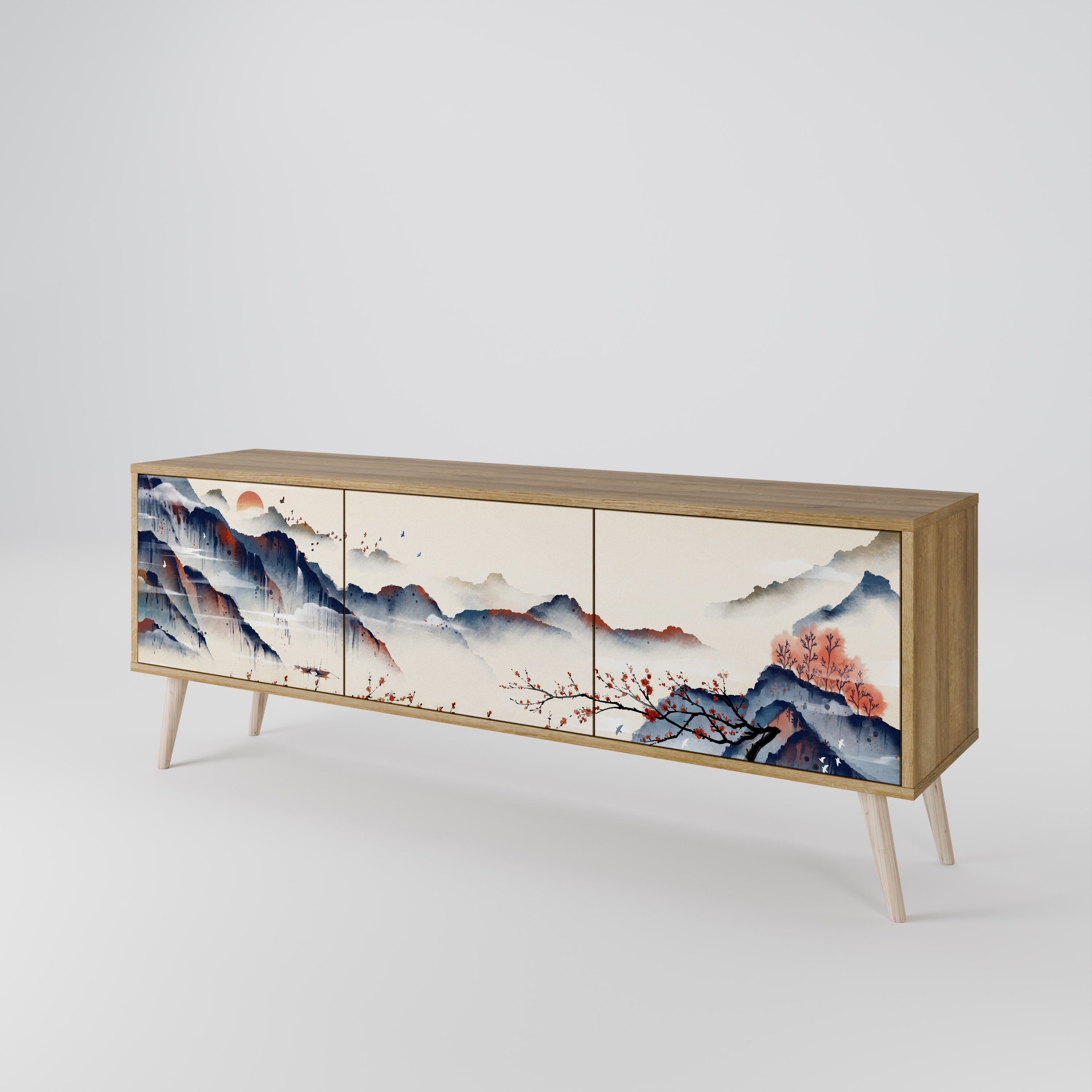 JAPANESE LANDSCAPE Mueble de TV de 3 Puertas