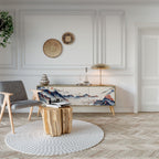 JAPANESE LANDSCAPE 3-Door TV Stand in Oak Effect