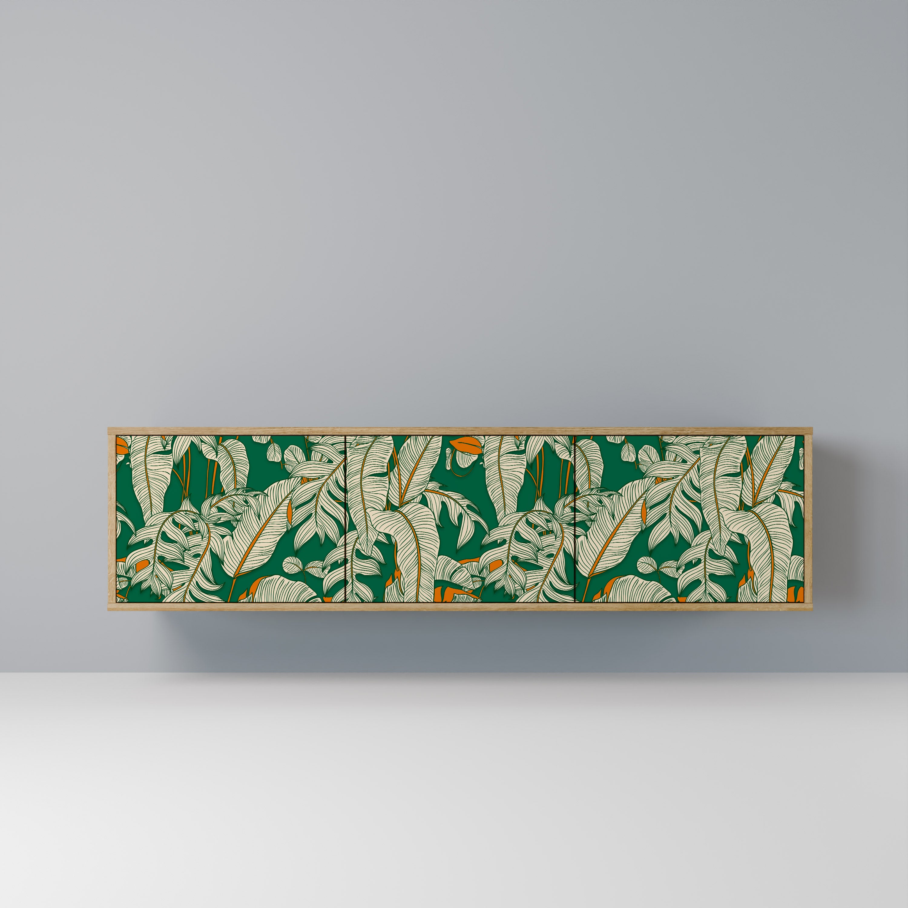 Mueble de TV de 3 puertas VERDANT PLEASURES con efecto roble