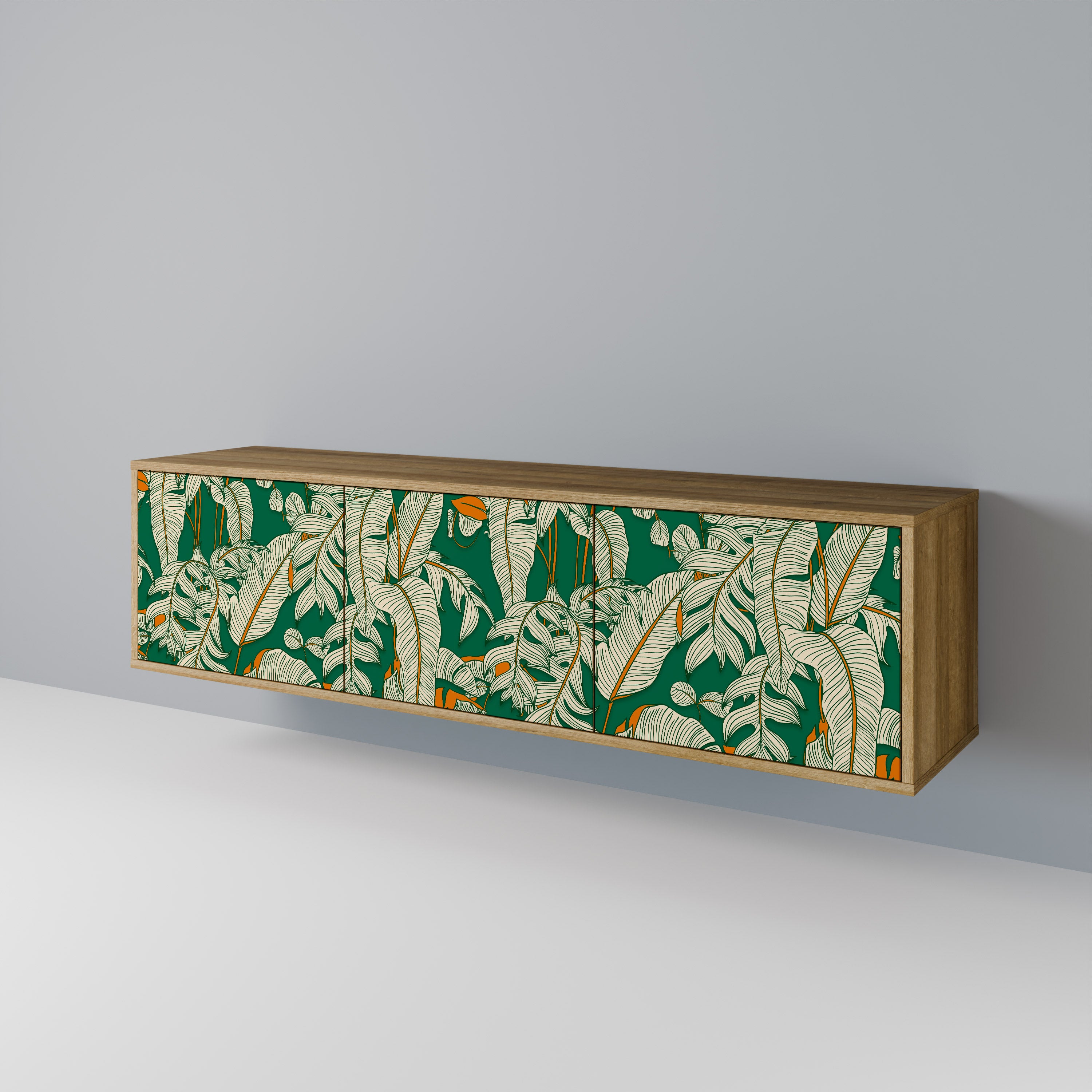 Mueble de TV de 3 puertas VERDANT PLEASURES con efecto roble